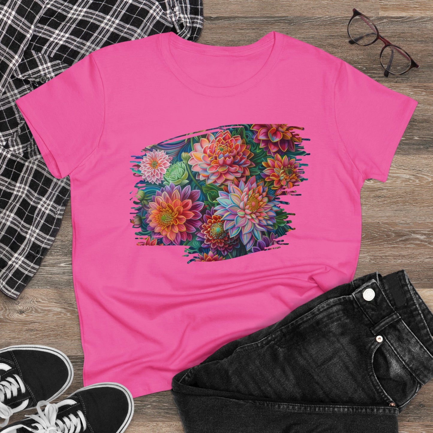 Pastel Flowers - Women's Midweight Cotton Tee