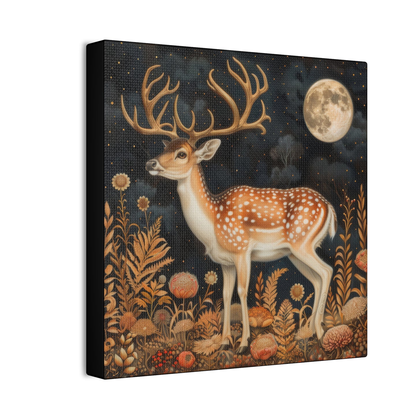 Deer and Moon - Canvas Stretched, 0.75"