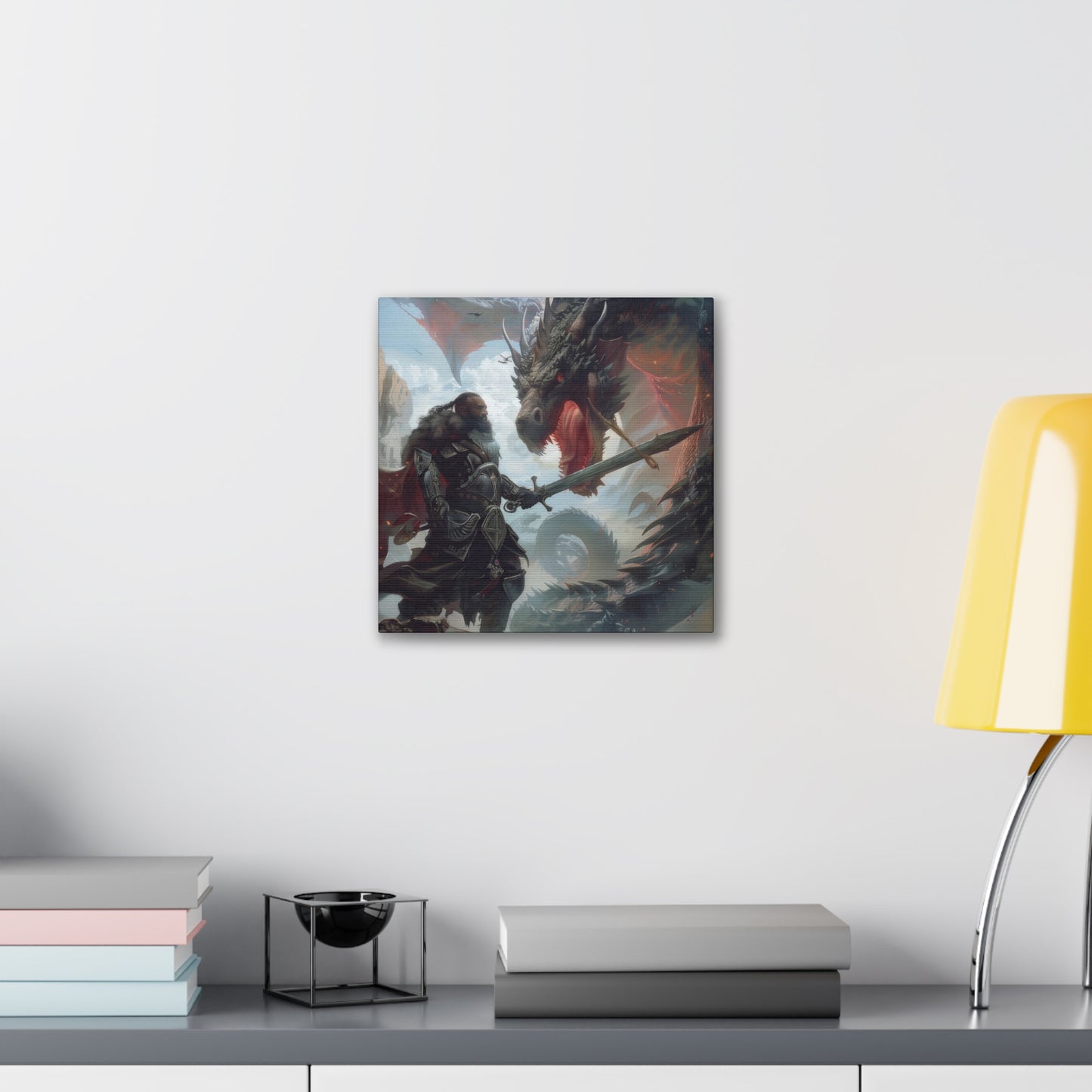 Fighter and Dragon - Canvas Stretched, 0.75"