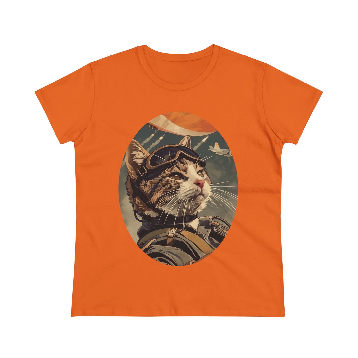 Kitty Fighter Pilot - Women's Midweight Cotton Tee