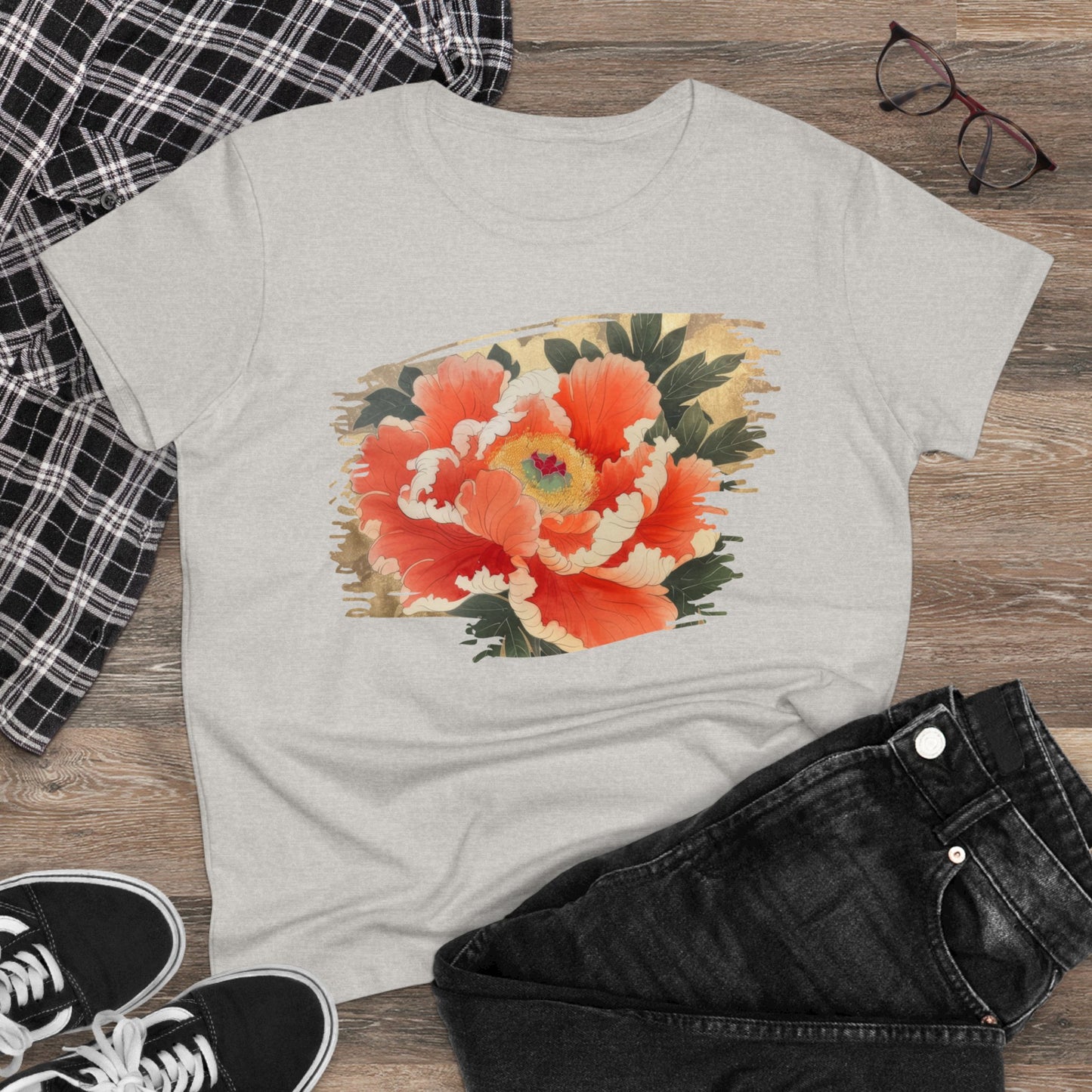 Peony - Flower - Women's Midweight Cotton Tee