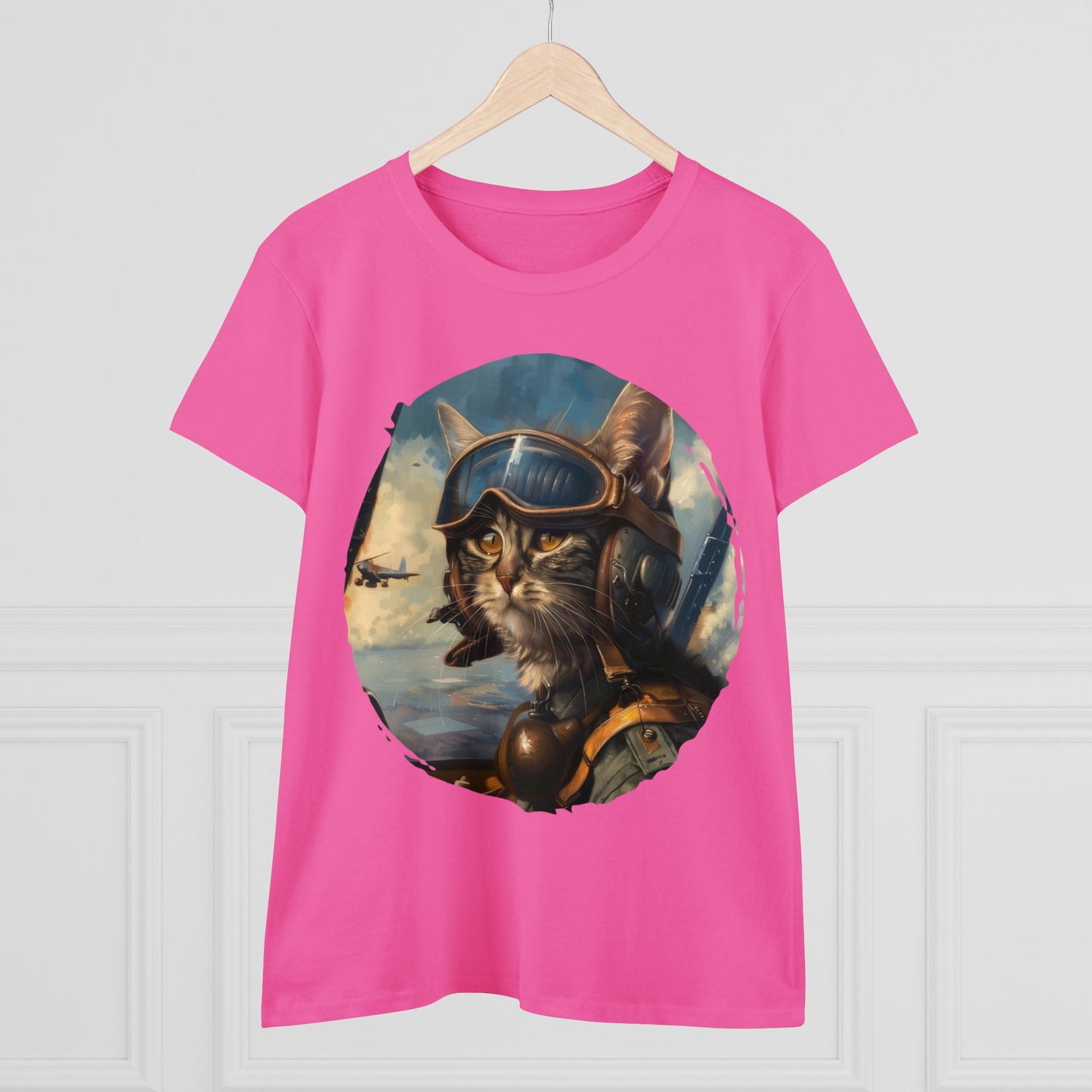 Fighter Pilot Kitty - Women's Midweight Cotton Tee