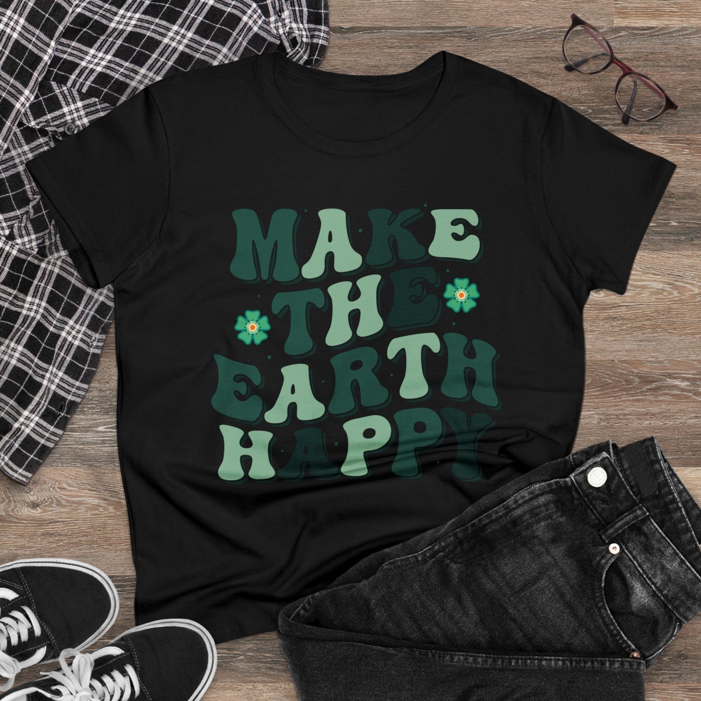 Make the Earth Happy - Gardening - Women's Midweight Cotton Tee