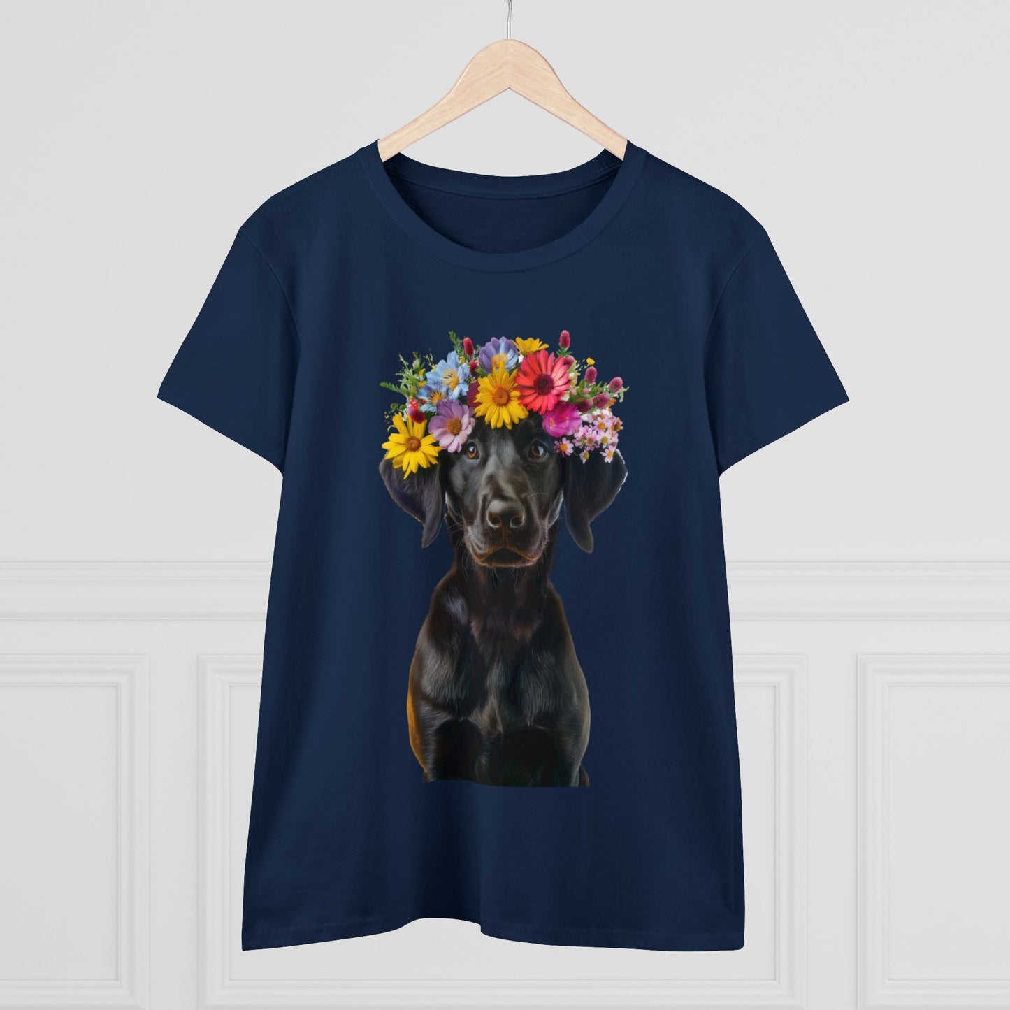 Dog's Flower Crown - Women's Midweight Cotton Tee