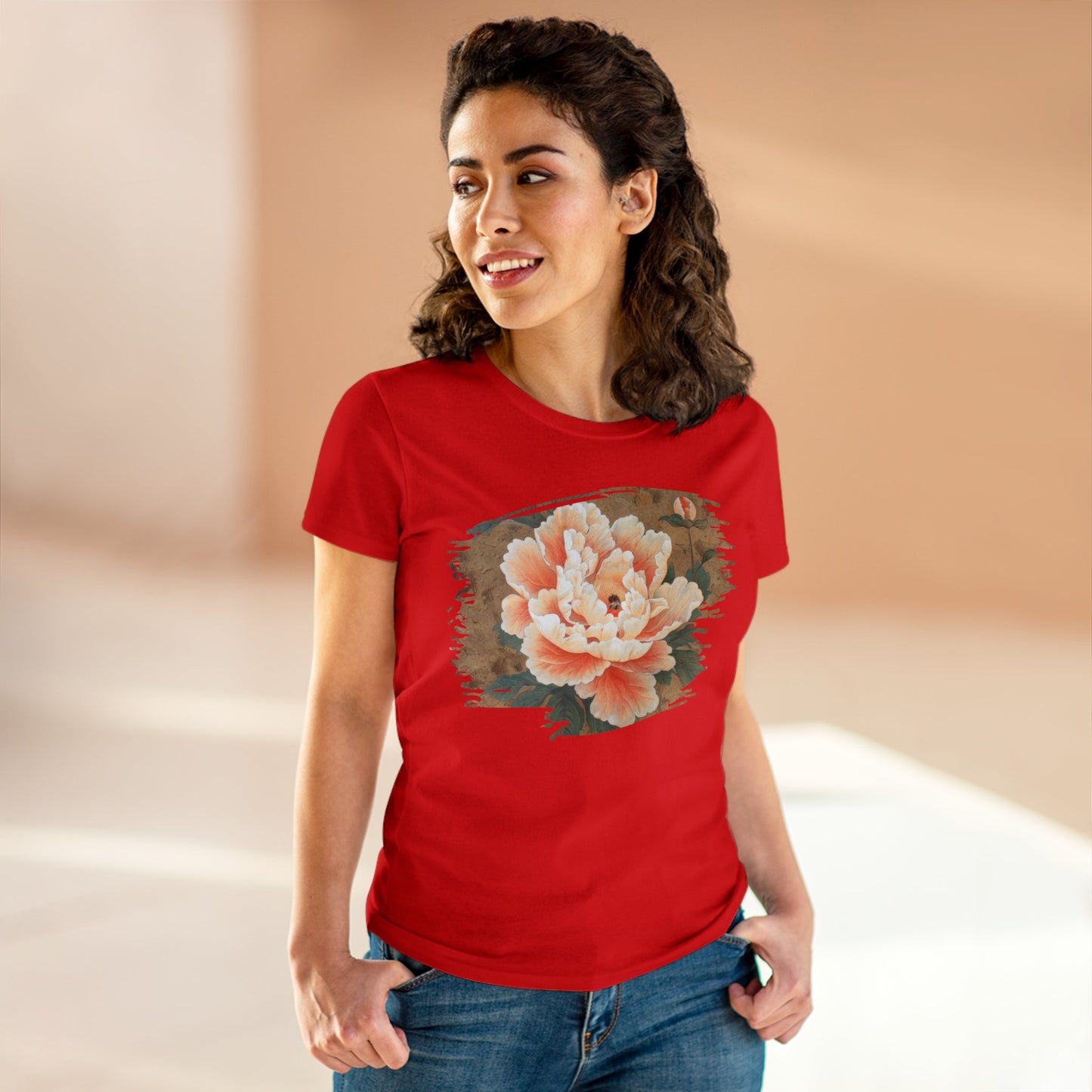 Peony - Flower - Women's Midweight Cotton Tee