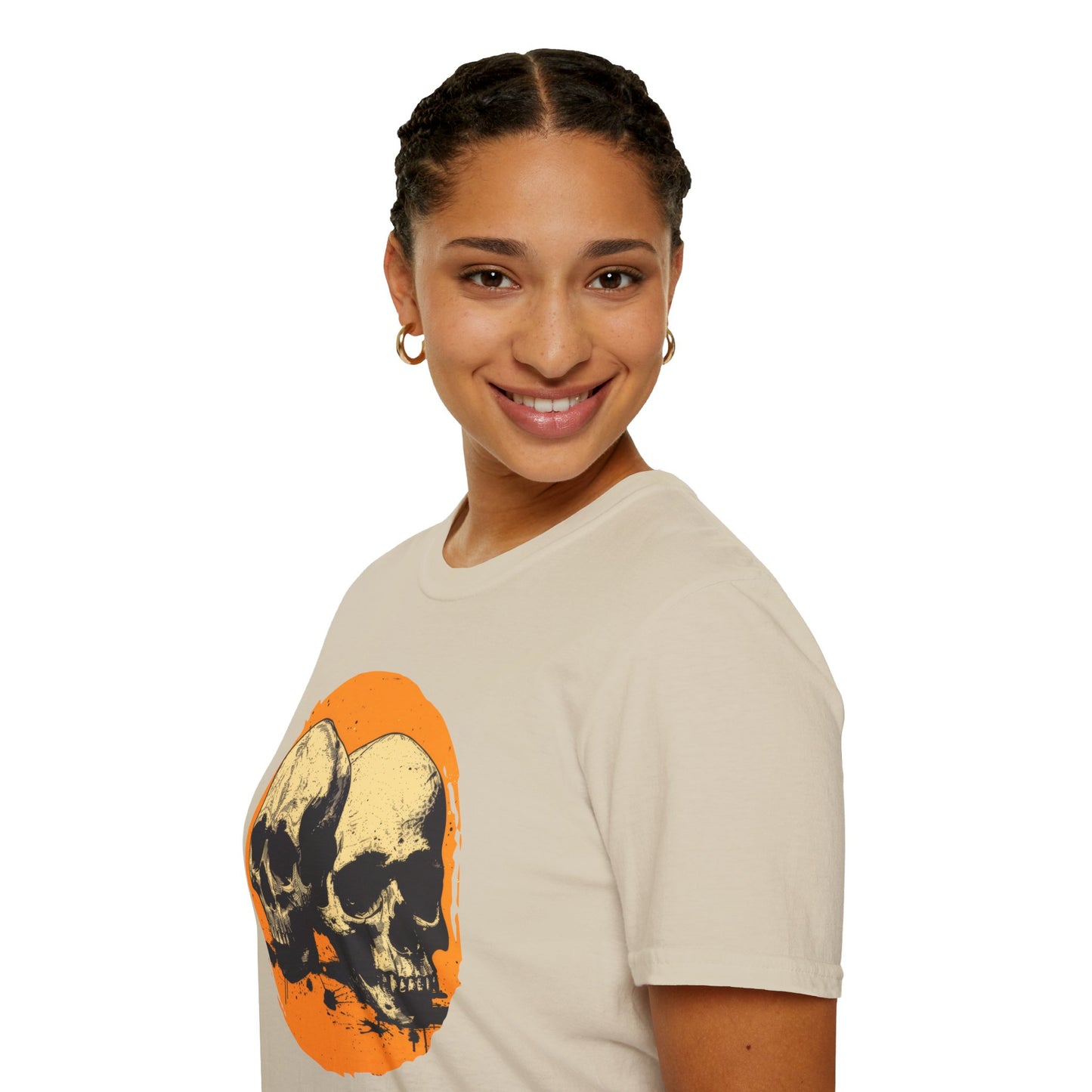 Skulls on Orange - Unisex Softstyle T-Shirt