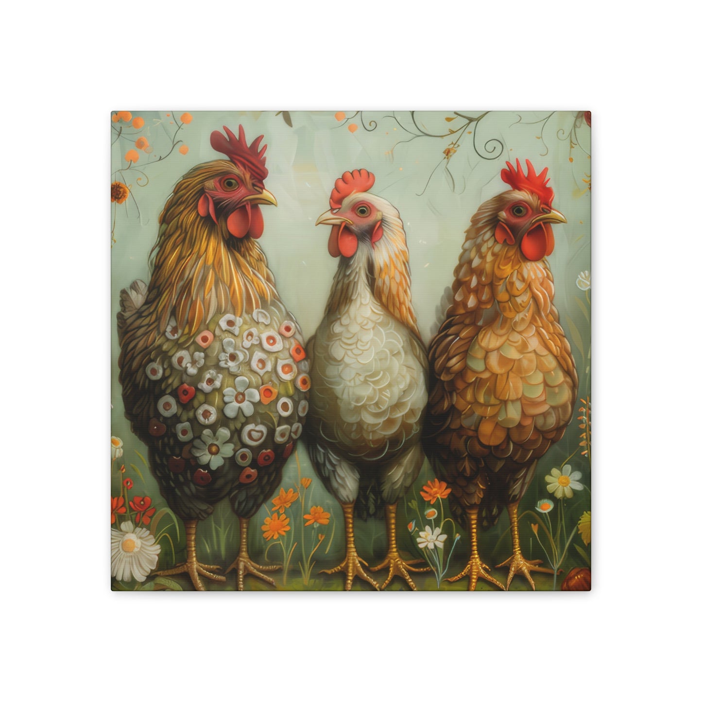 Chickens - Canvas Stretched, 0.75" - Canvas Stretched, 0.75"