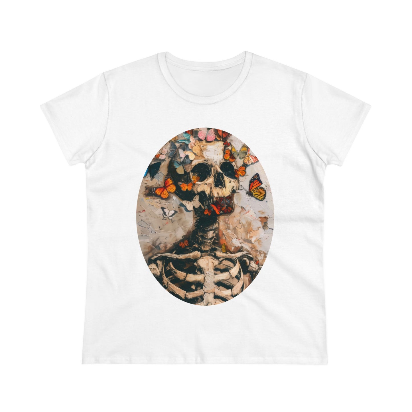 Skeleton and Butterflies - Women's Midweight Cotton Tee