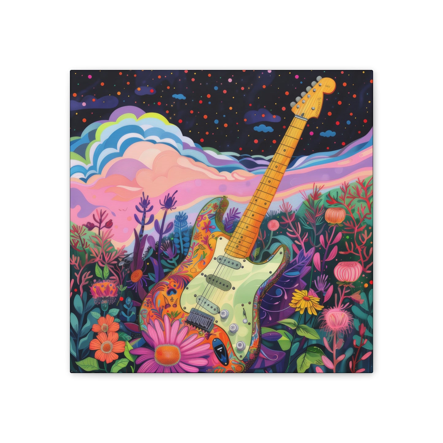 Retro Guitar Poster - Canvas Stretched, 0.75"