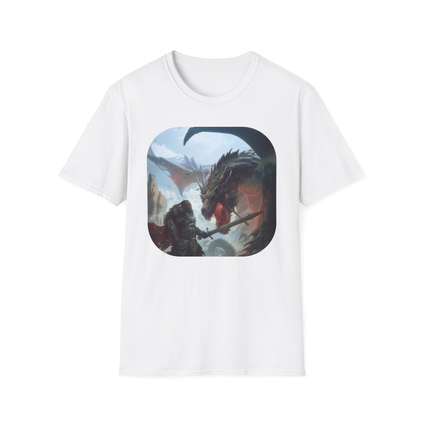 Fighter and Dragon - Unisex Softstyle T-Shirt