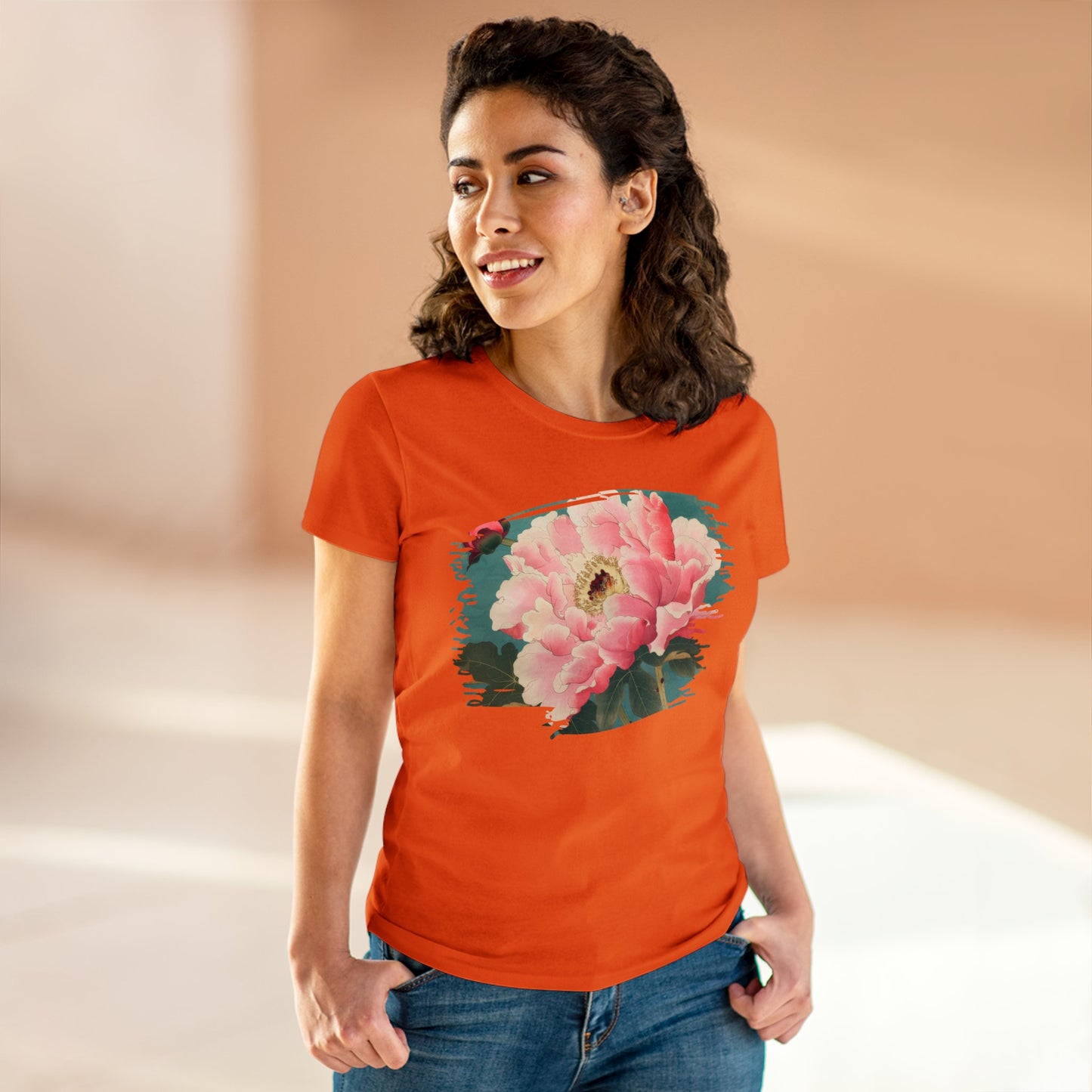 Peony - Flower - Women's Midweight Cotton Tee