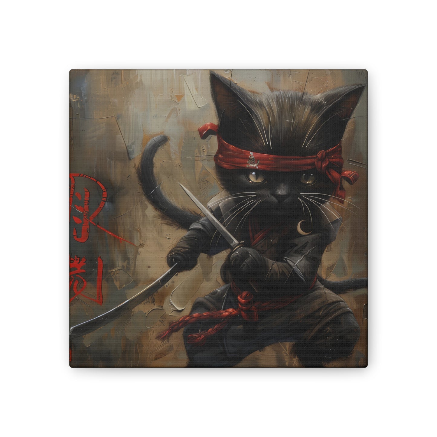 Ninja Kitty - Canvas Stretched, 0.75"