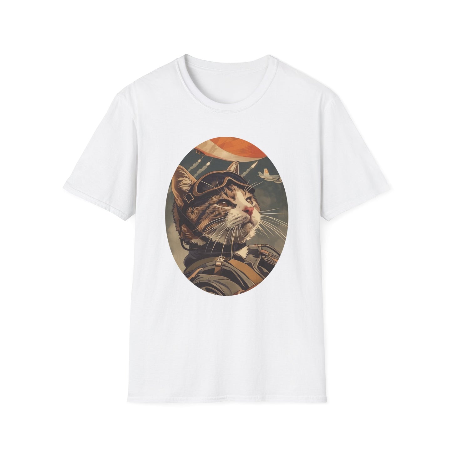 Cat Fighter Pilot - Unisex Softstyle T-Shirt