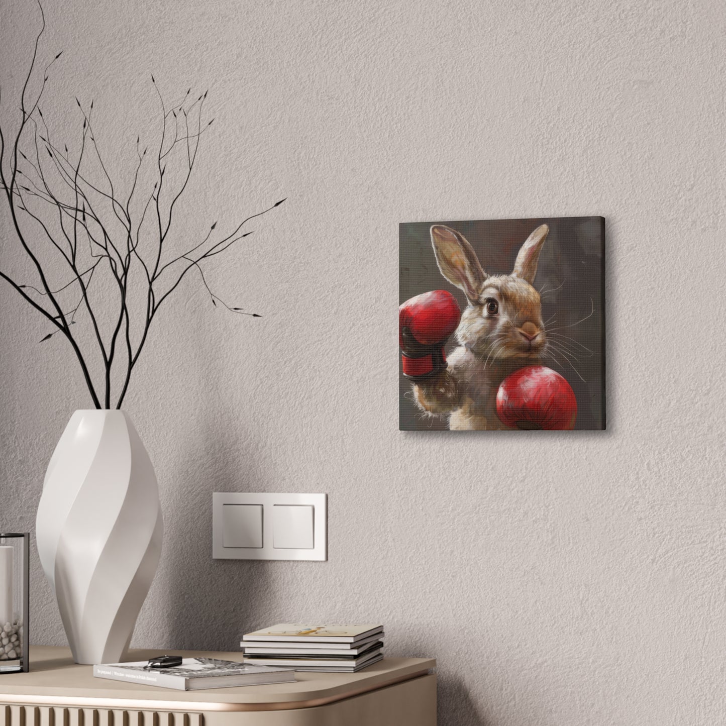 Bunny Pugilist - Canvas Stretched, 0.75"