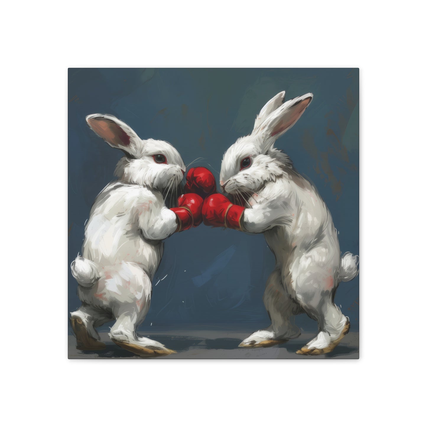 Boxing Rabbits - Canvas Stretched, 0.75"