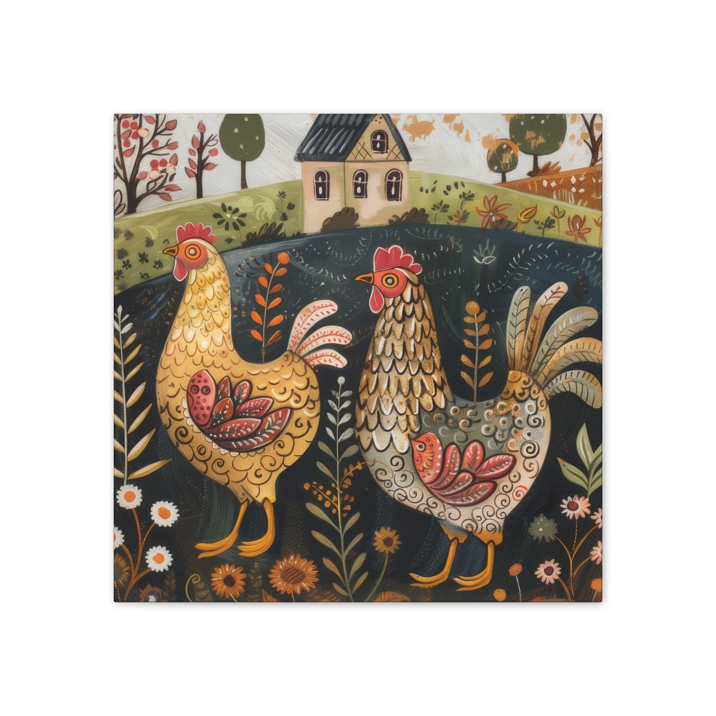 Chickens - Canvas Stretched, 0.75" - Canvas Stretched, 0.75"