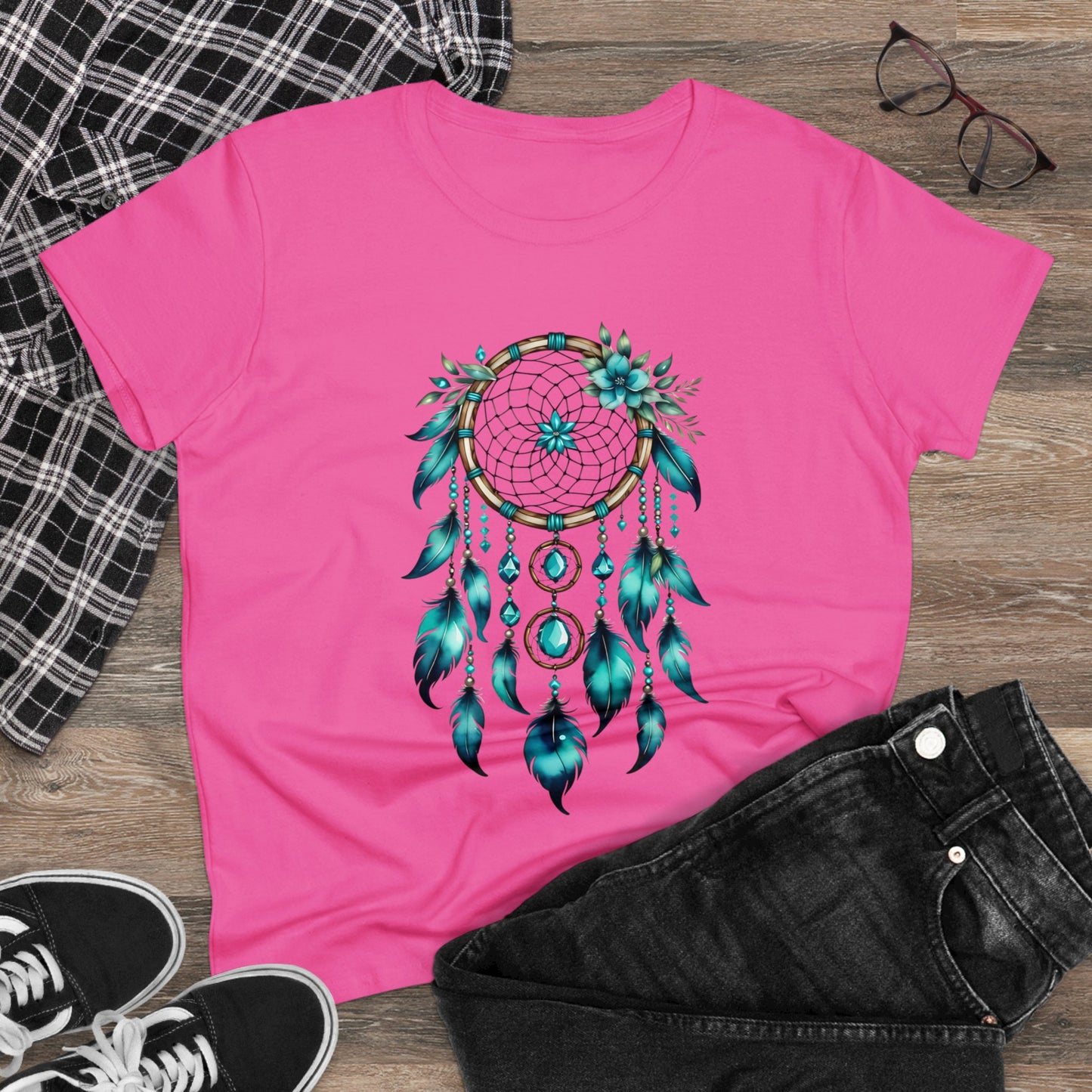 Turquoise Dream Catcher - Sagittarius - Astrology - Women's Midweight Cotton Tee