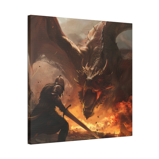 Fighter and Dragon - Canvas Stretched, 0.75"