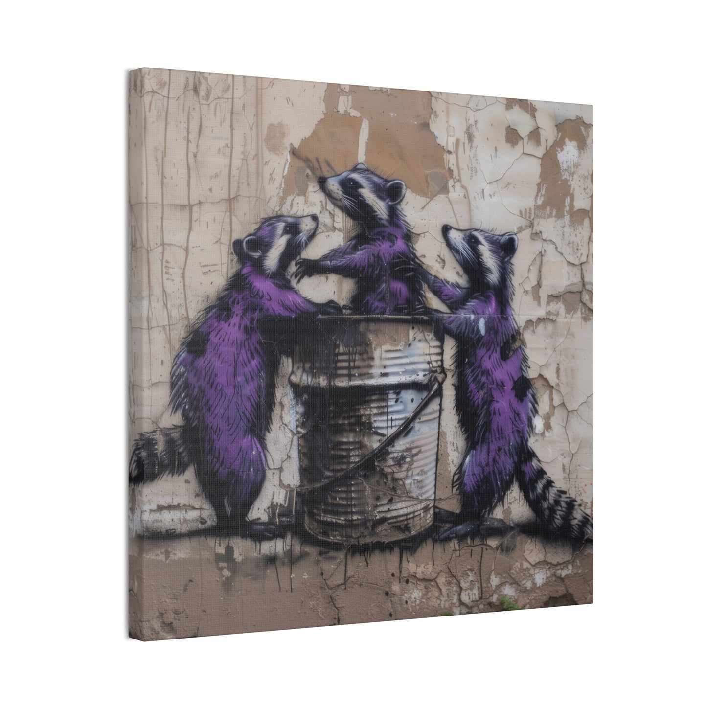 Raccoon Party - Canvas Stretched, 0.75"