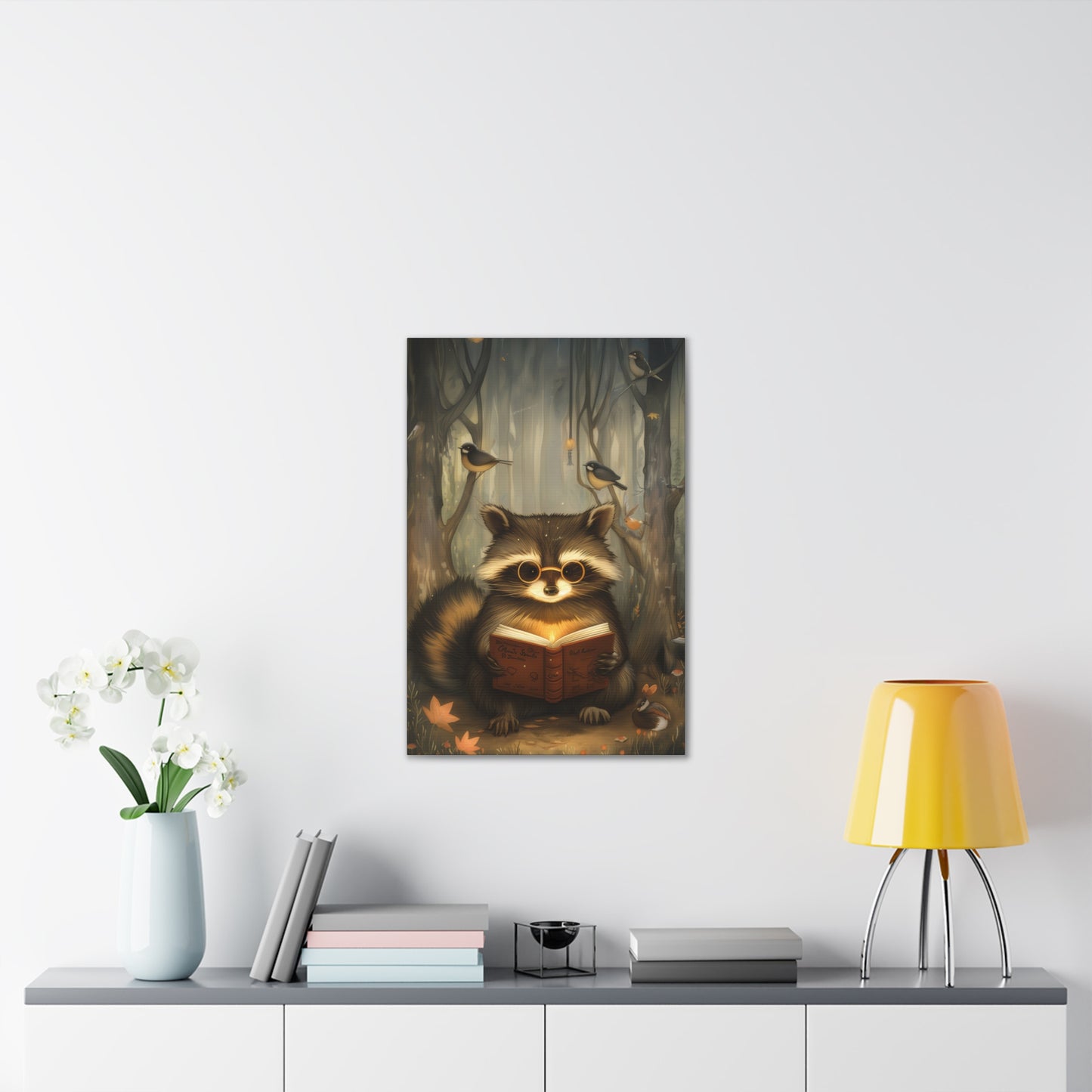 Raccoon in Spectacles - Canvas Stretched, 0.75"