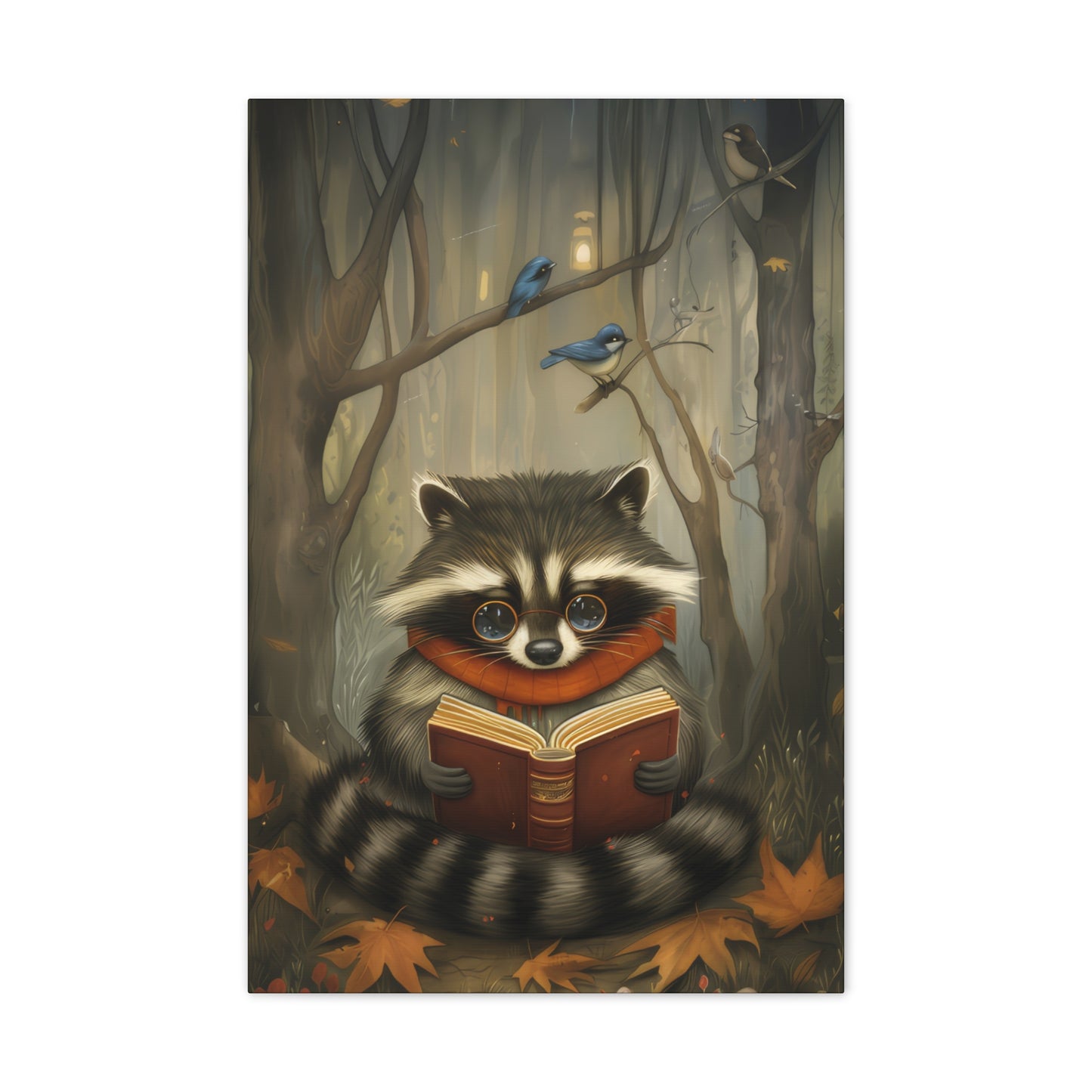 Reading Raccoon - Canvas Stretched, 0.75"