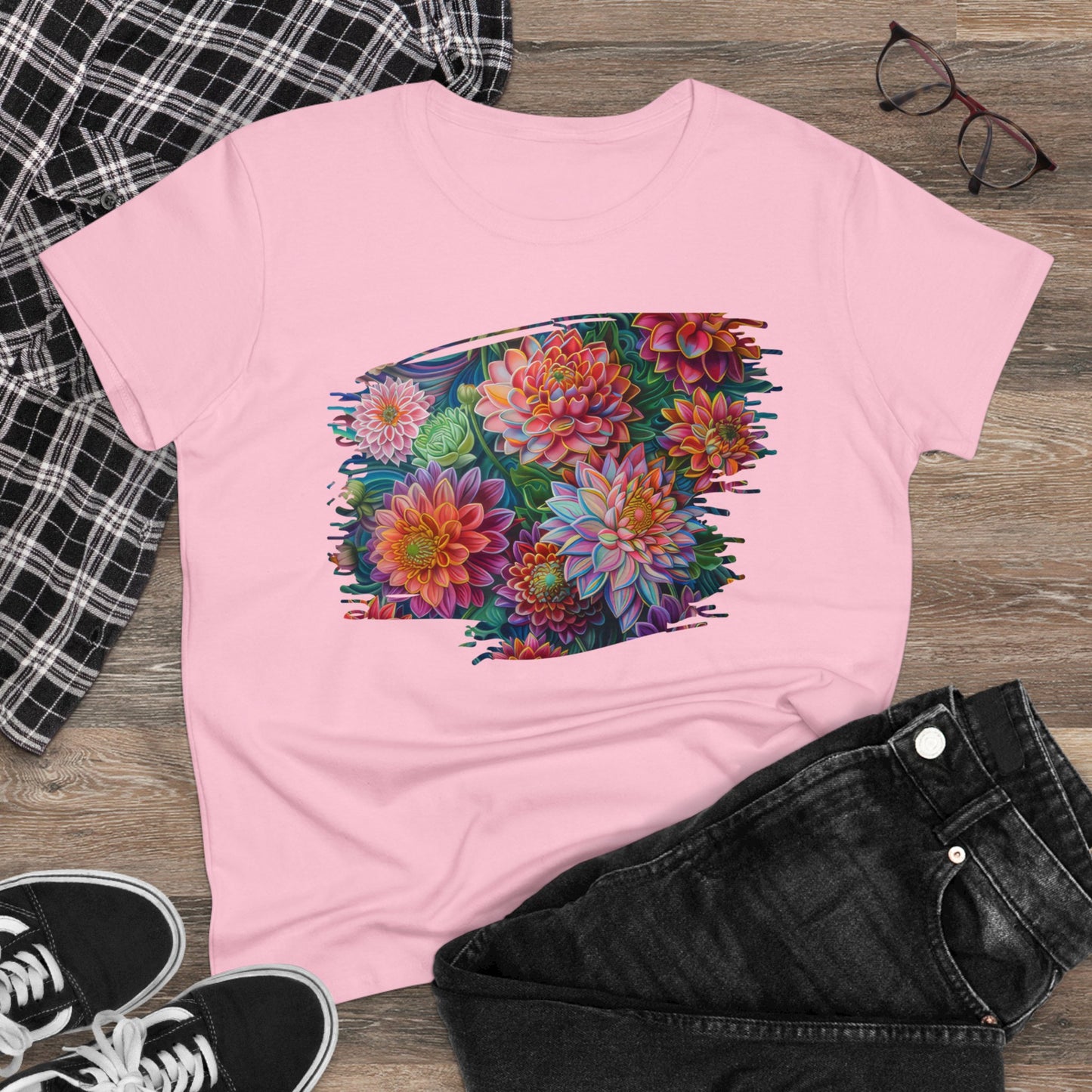 Pastel Flowers - Women's Midweight Cotton Tee