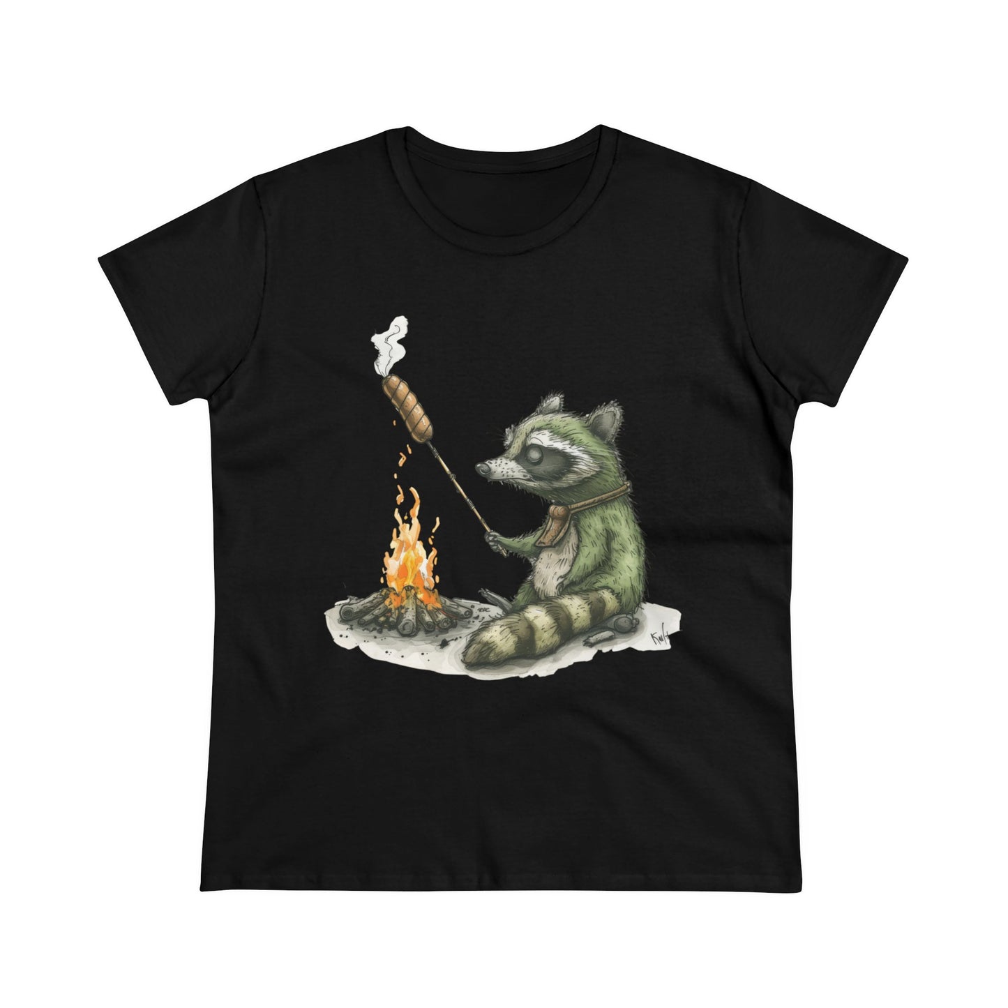 Raccoon Campfire - Women's Midweight Cotton Tee