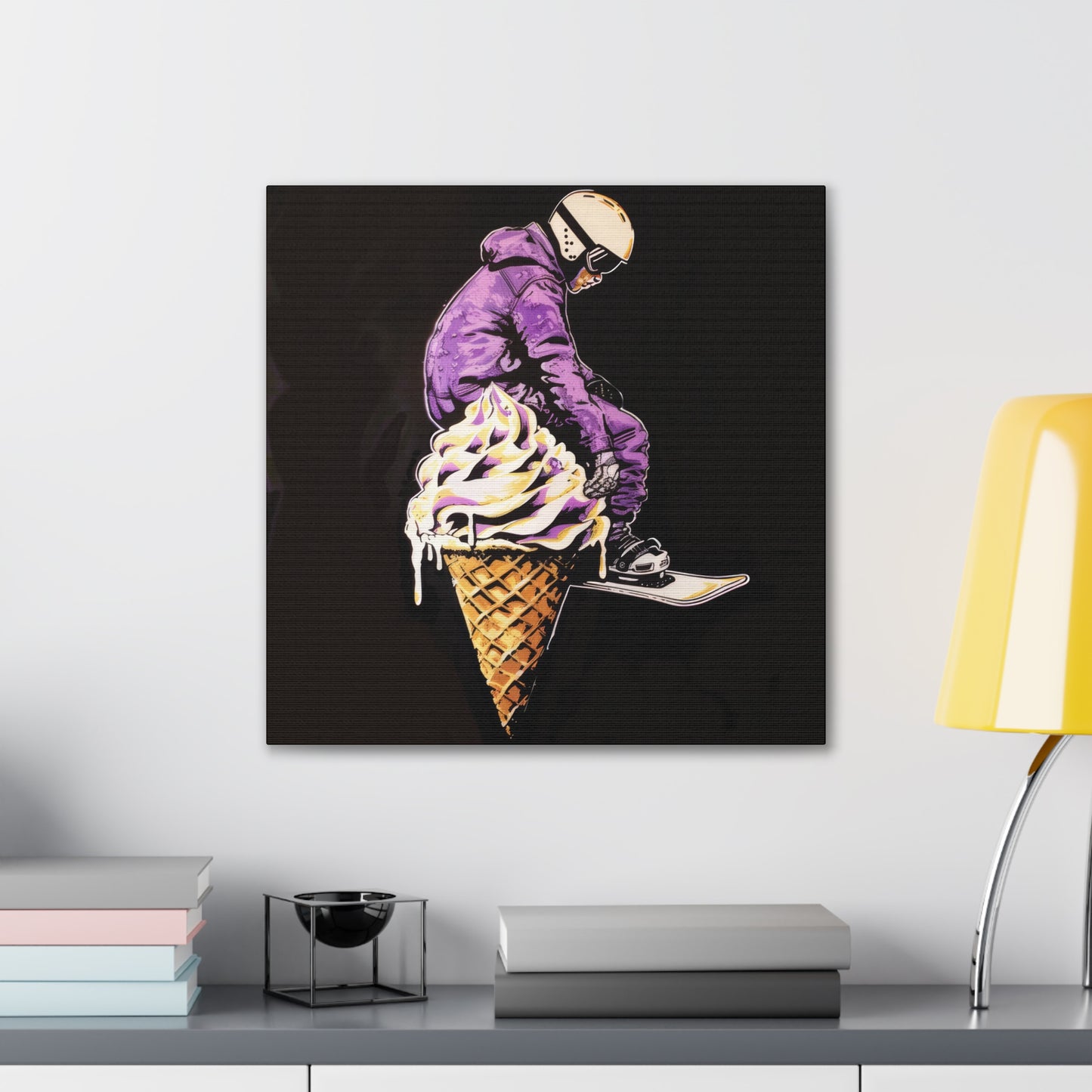 Snowboarder in Ice Cream - Canvas Stretched, 0.75"