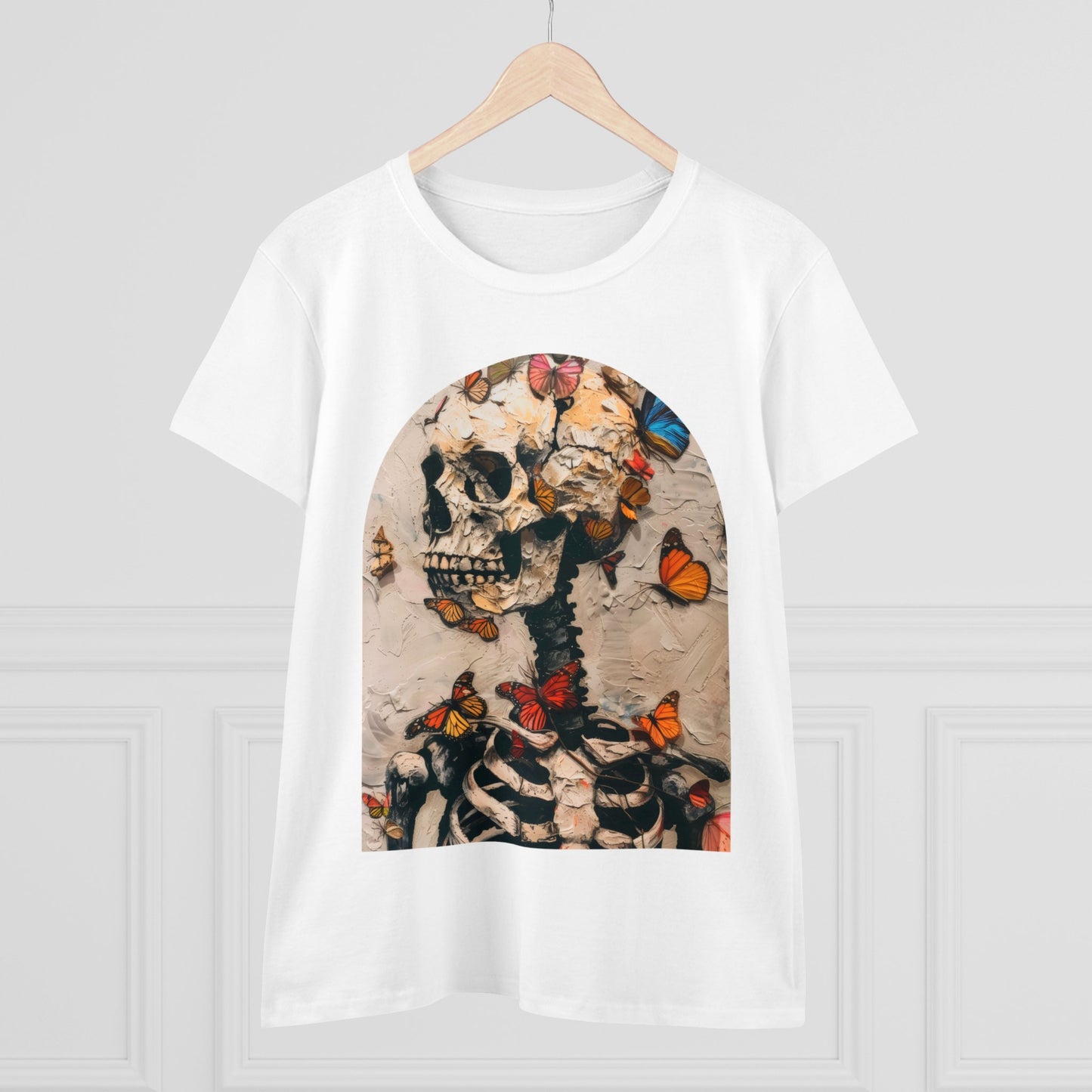 Skeleton and Butterflies - Women's Midweight Cotton Tee