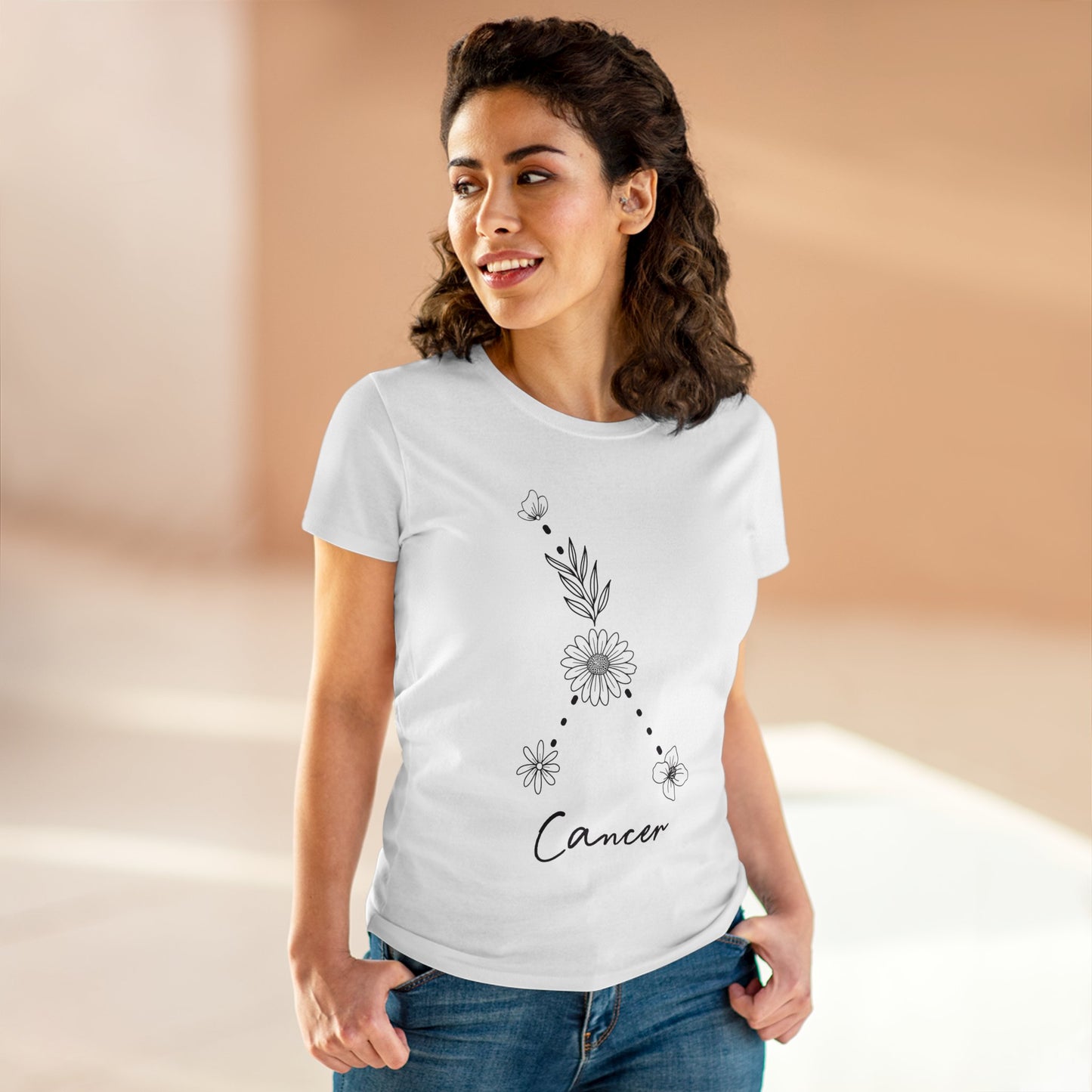 Flower Constellation - Cancer - Astrology - Women's Midweight Cotton Tee