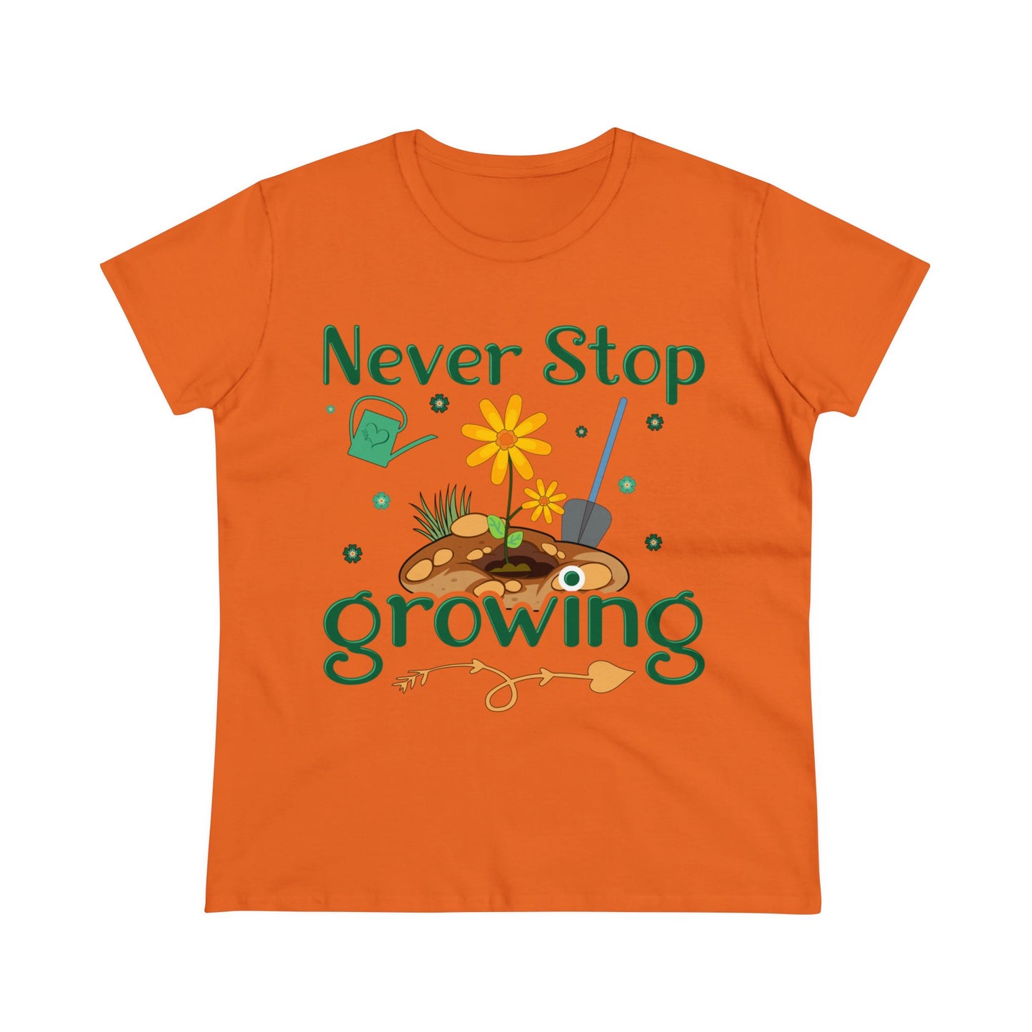 Never Stop Growing - Gardening - Women's Midweight Cotton Tee