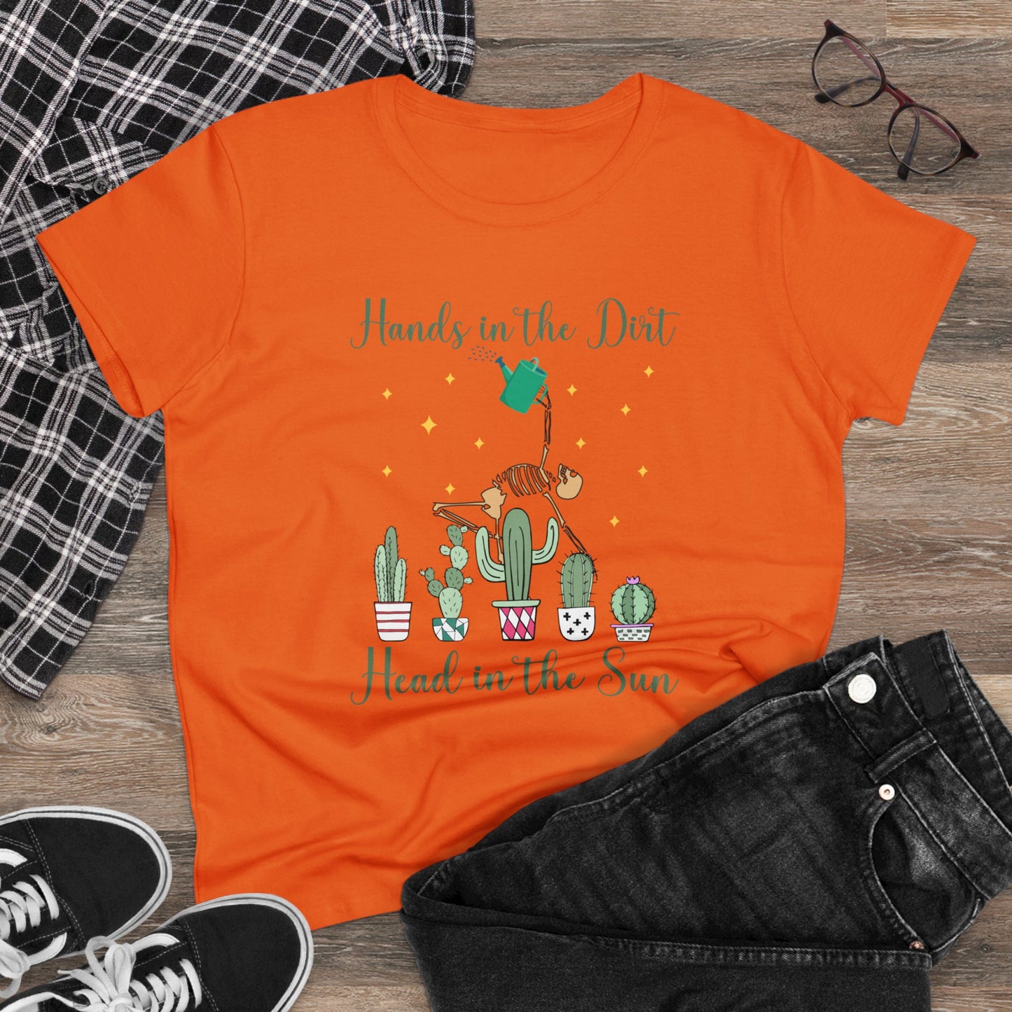 Hands in the Dirty, Head to the Sun - Gardening - Women's Midweight Cotton Tee