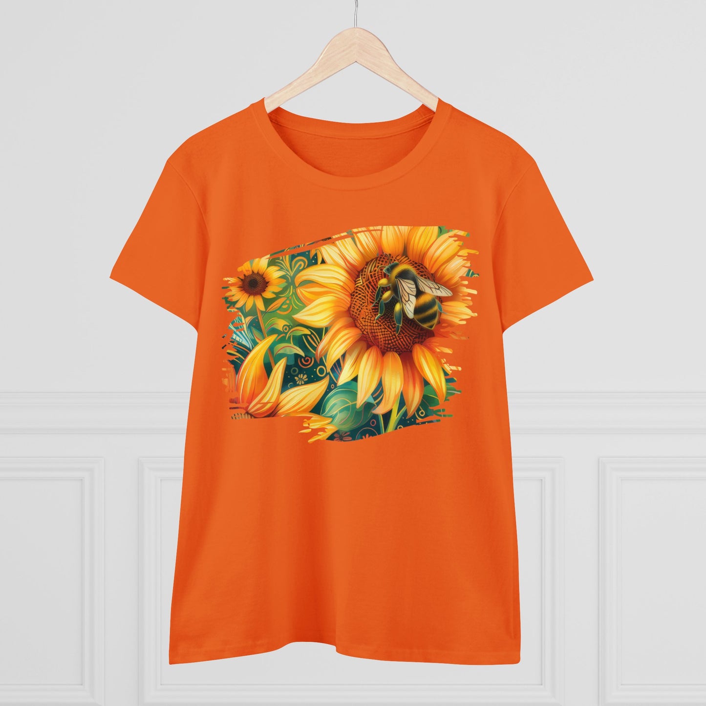 Sunflowers and Bee - Women's Midweight Cotton Tee