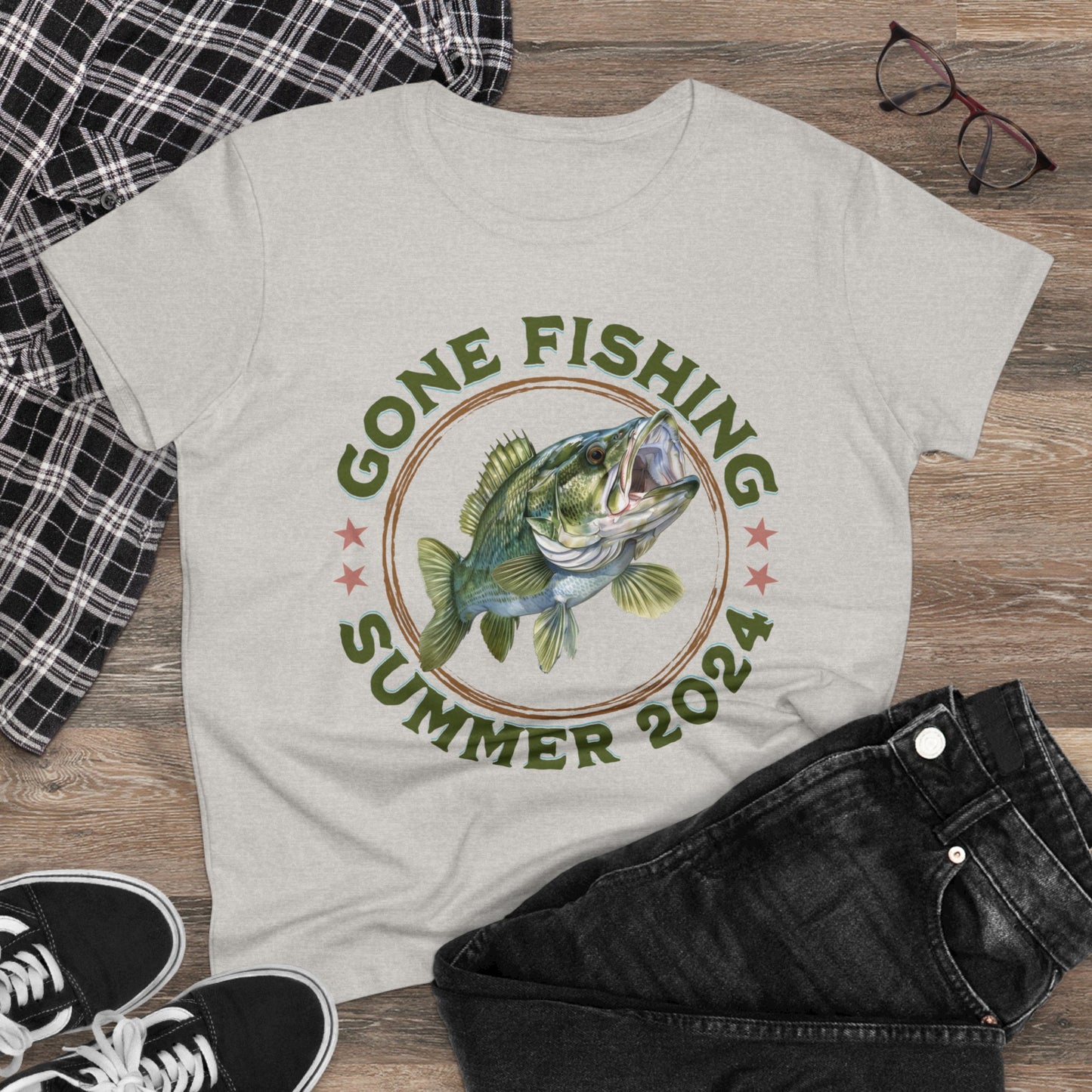 Gone Fishing - Women's Midweight Cotton Tee