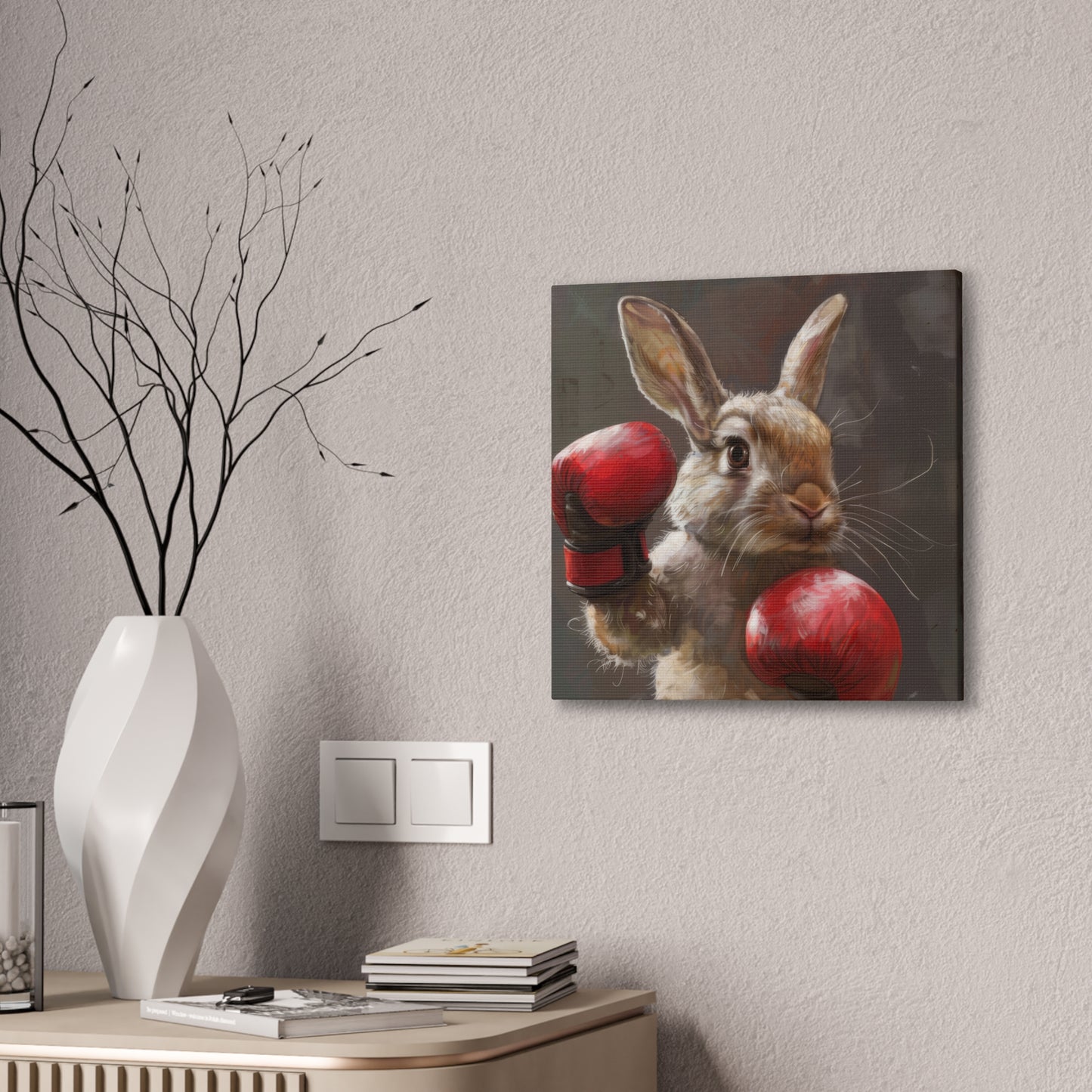 Bunny Pugilist - Canvas Stretched, 0.75"