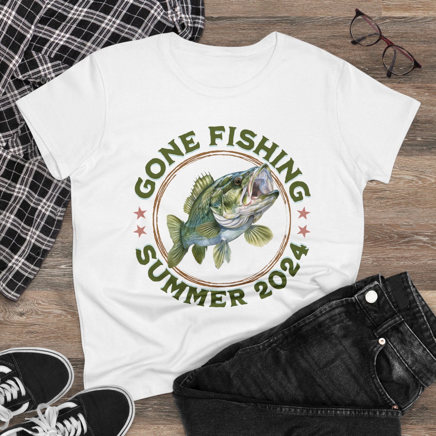 Gone Fishing - Women's Midweight Cotton Tee