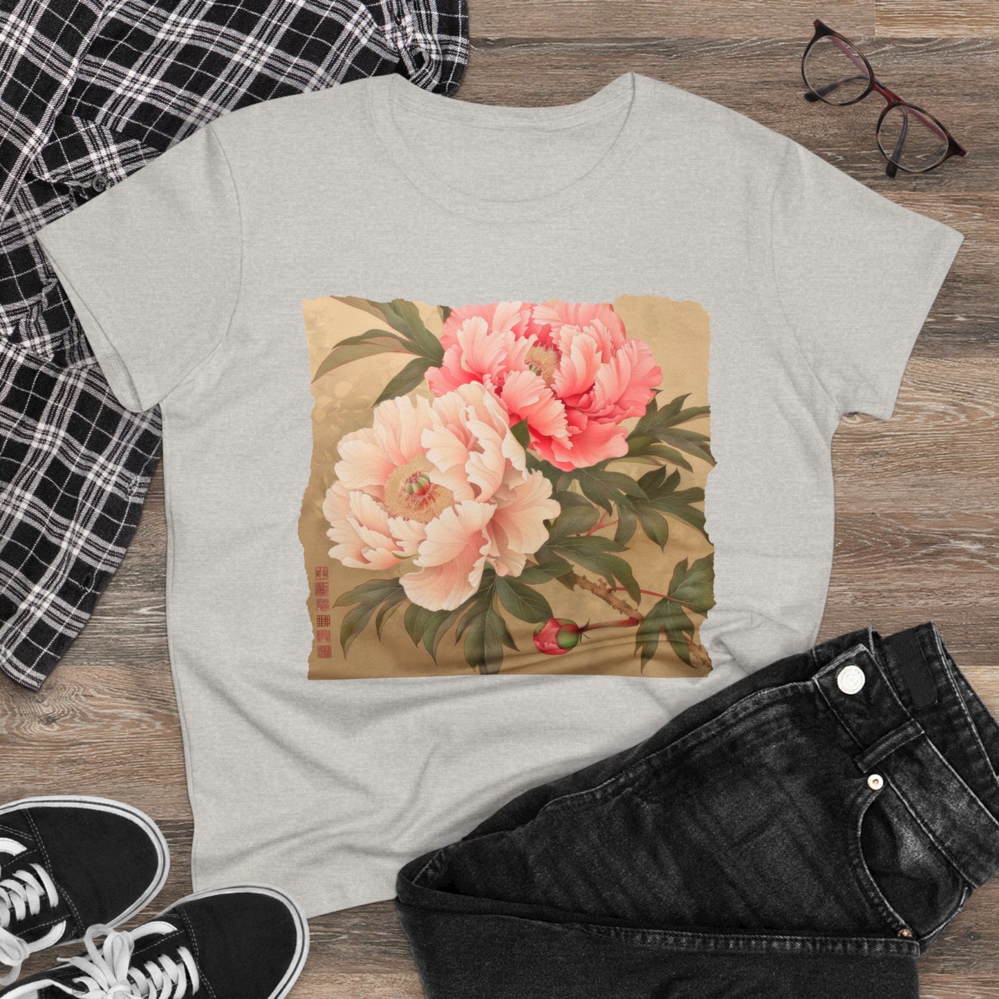 Peony - Flower - Women's Midweight Cotton Tee