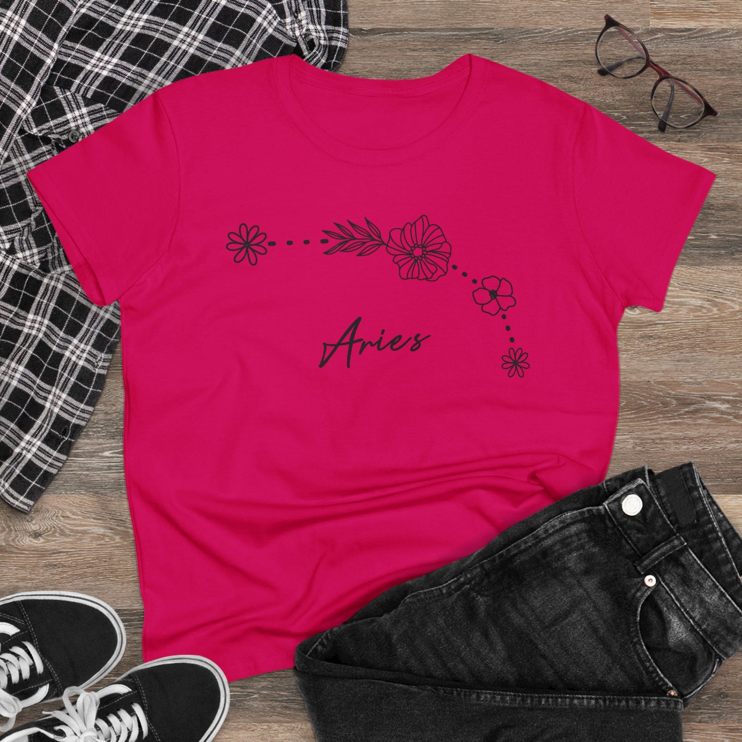 Flower Constellation - Aries - Astrology - Women's Midweight Cotton Tee