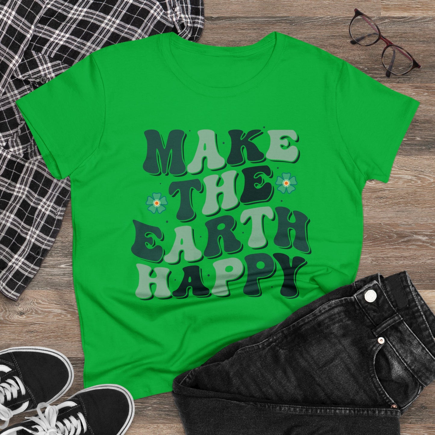 Make the Earth Happy - Gardening - Women's Midweight Cotton Tee