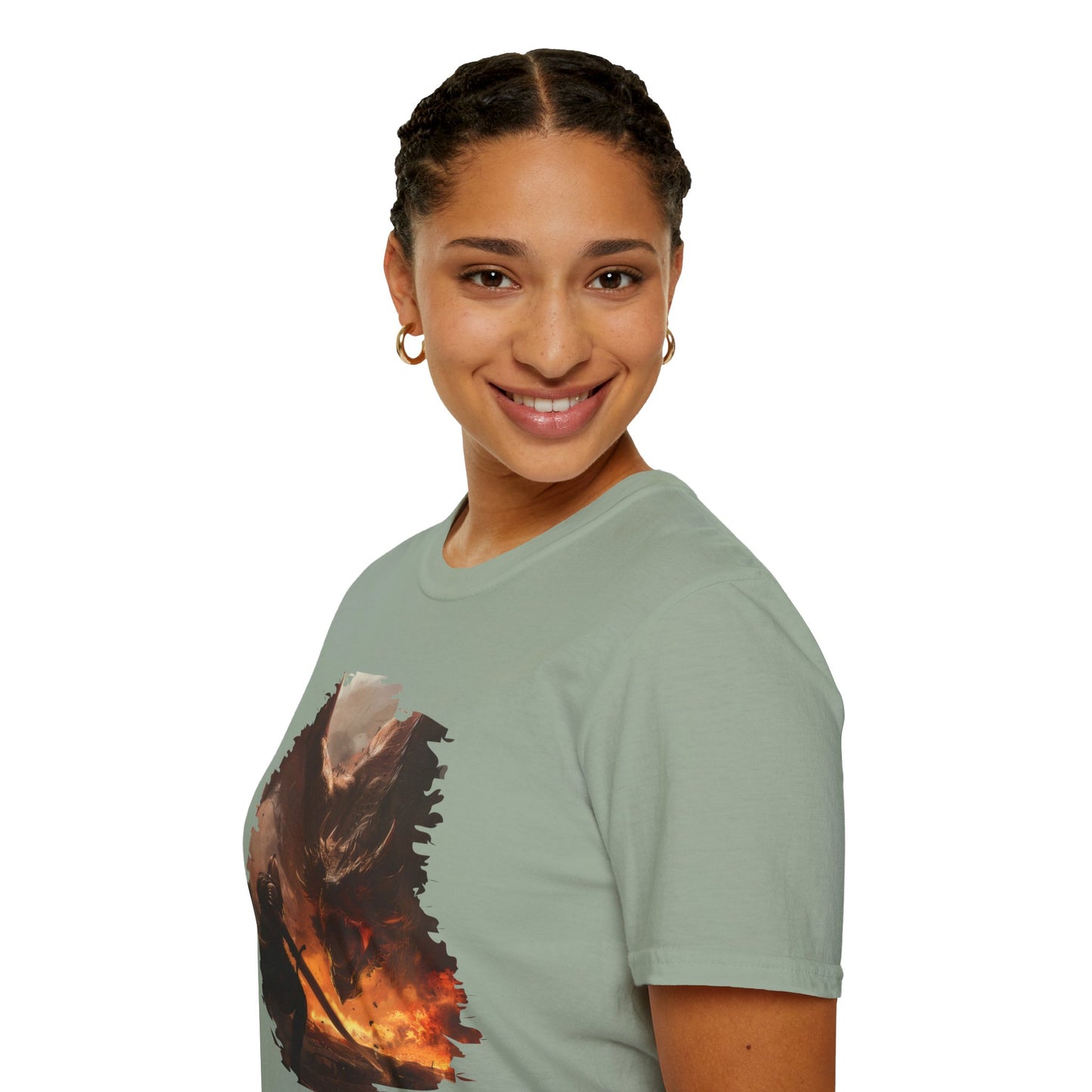 Fighter and Dragon - Unisex Softstyle T-Shirt