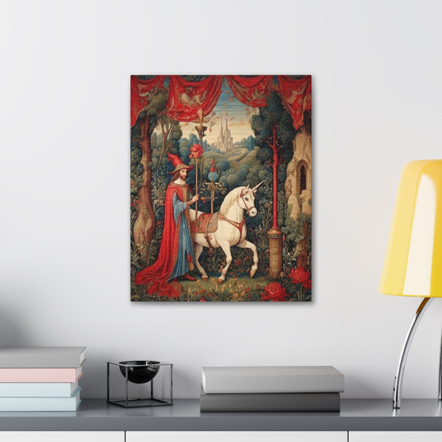 Mage and the Unicorn Tapestry - Canvas Stretched, 0.75"