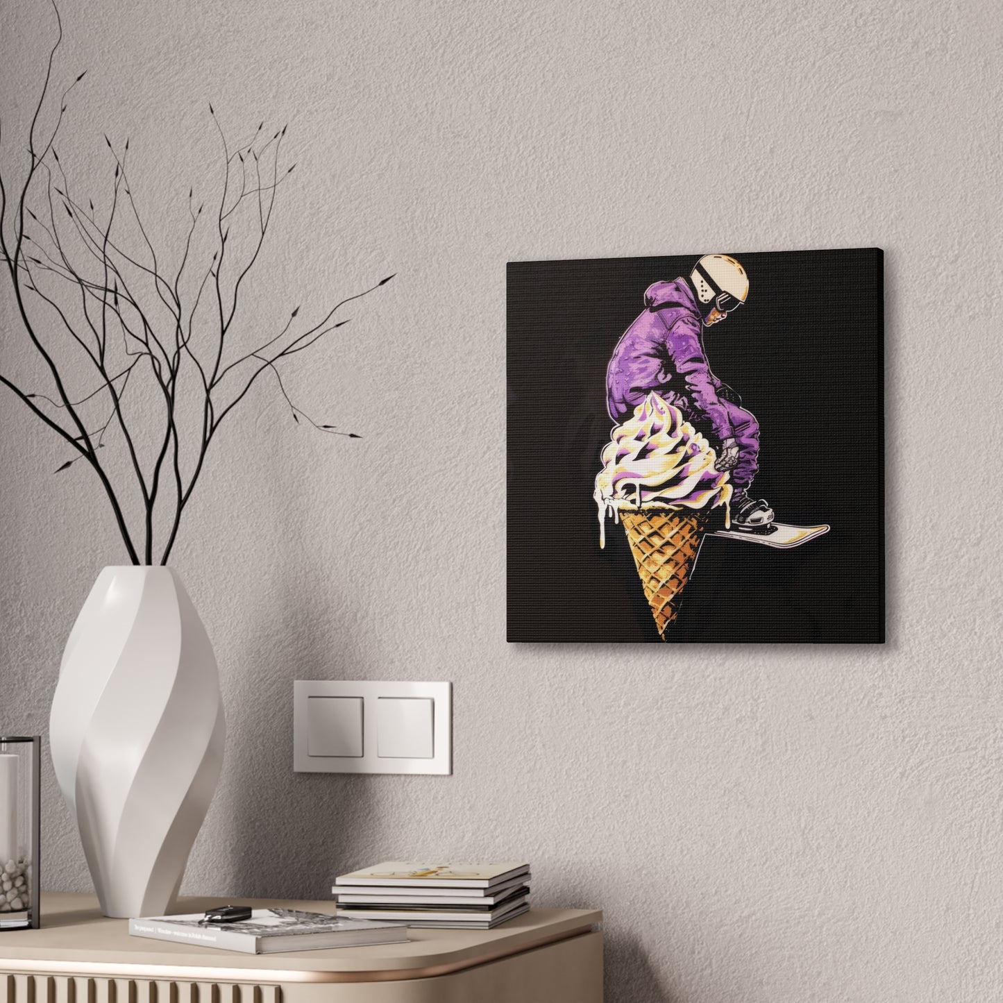 Snowboarder in Ice Cream - Canvas Stretched, 0.75"