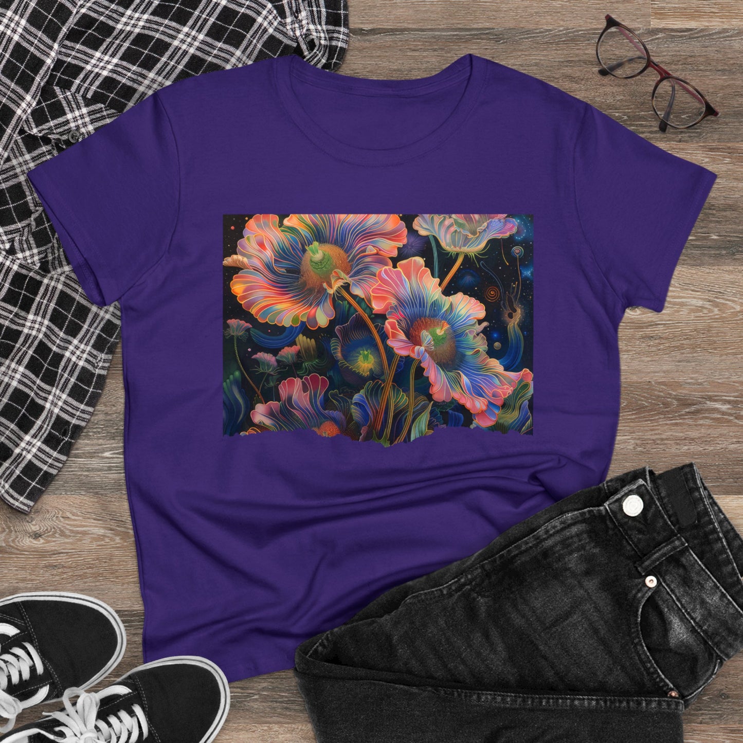 Pastel Flowers - Women's Midweight Cotton Tee