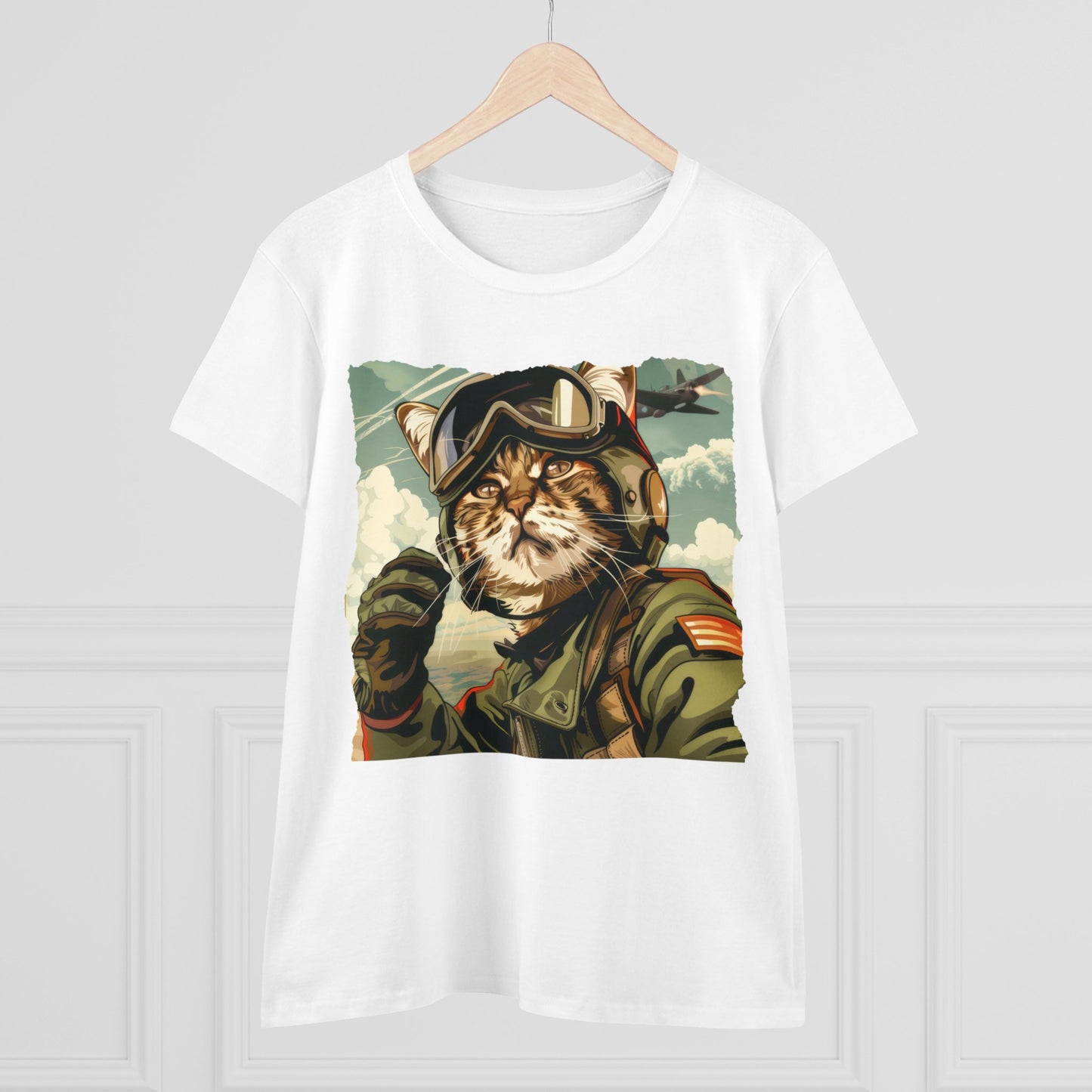 Kitty Fighter Pilot - Women's Midweight Cotton Tee