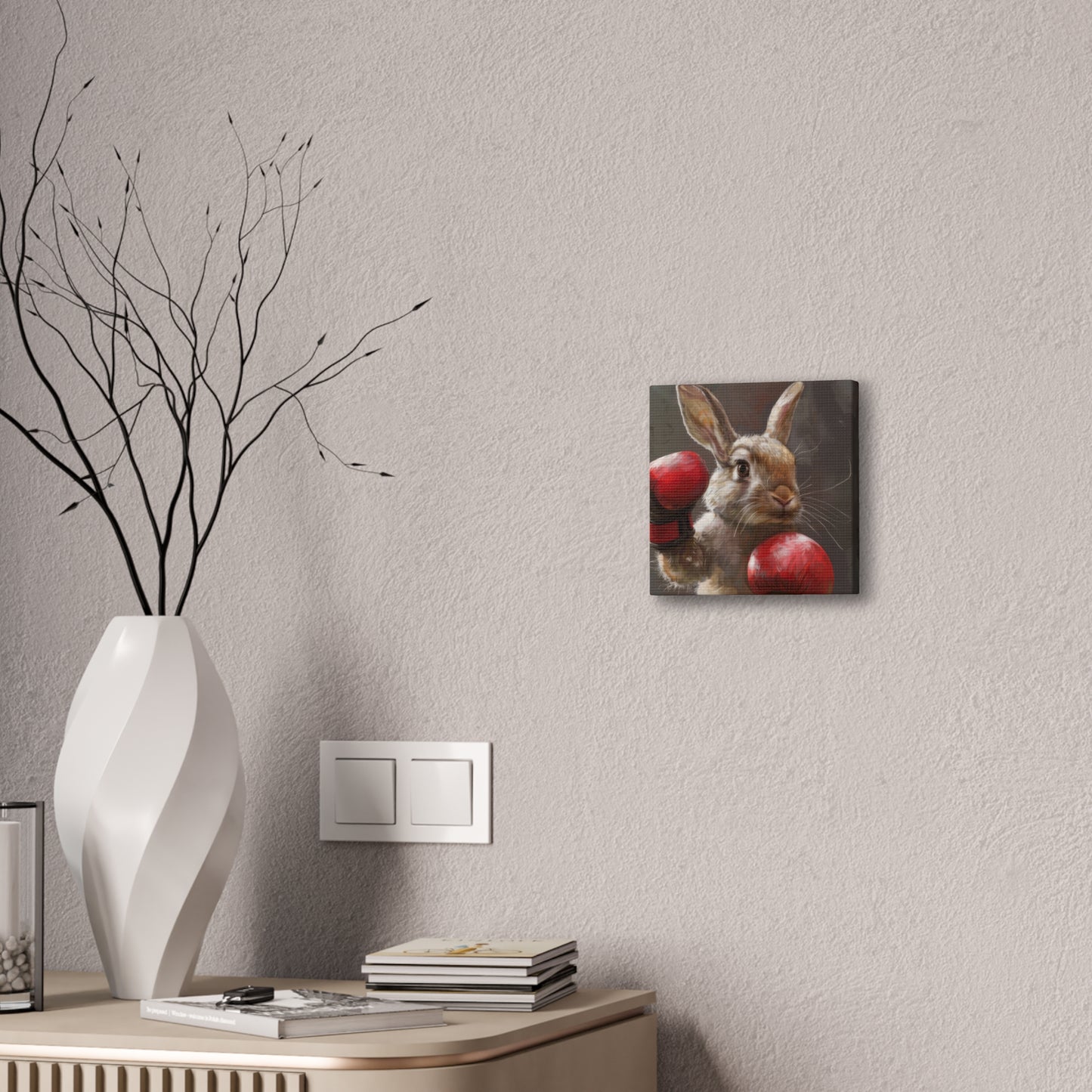 Bunny Pugilist - Canvas Stretched, 0.75"