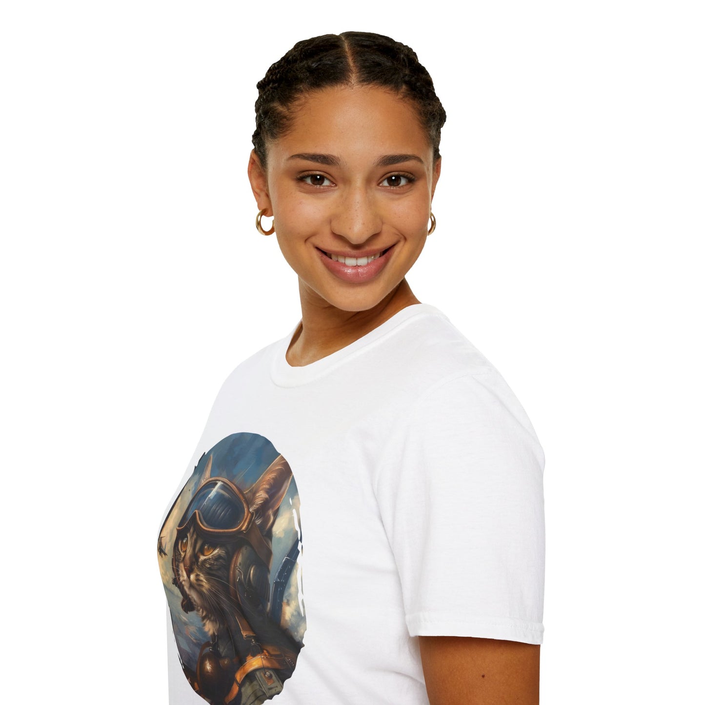 Cat Fighter Pilot - Unisex Softstyle T-Shirt