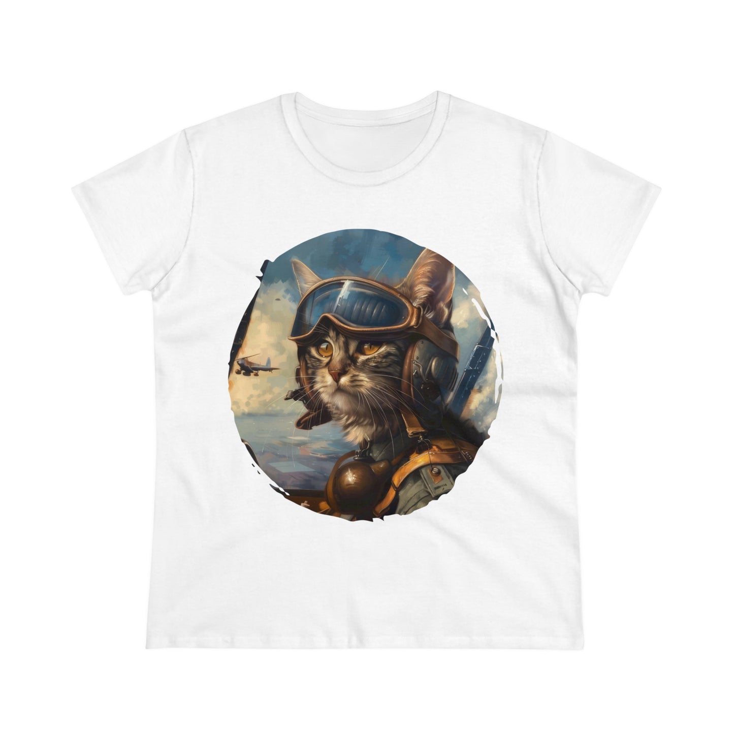 Fighter Pilot Kitty - Women's Midweight Cotton Tee