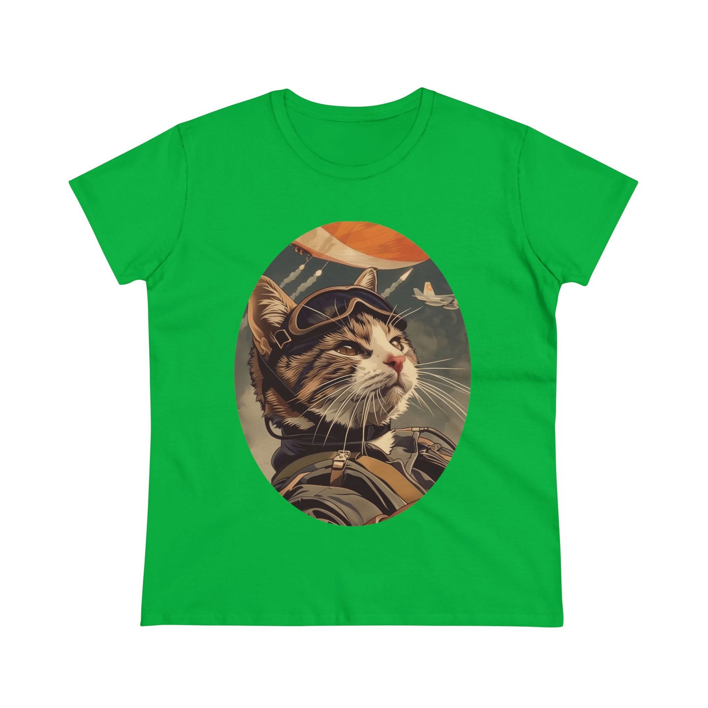 Kitty Fighter Pilot - Women's Midweight Cotton Tee