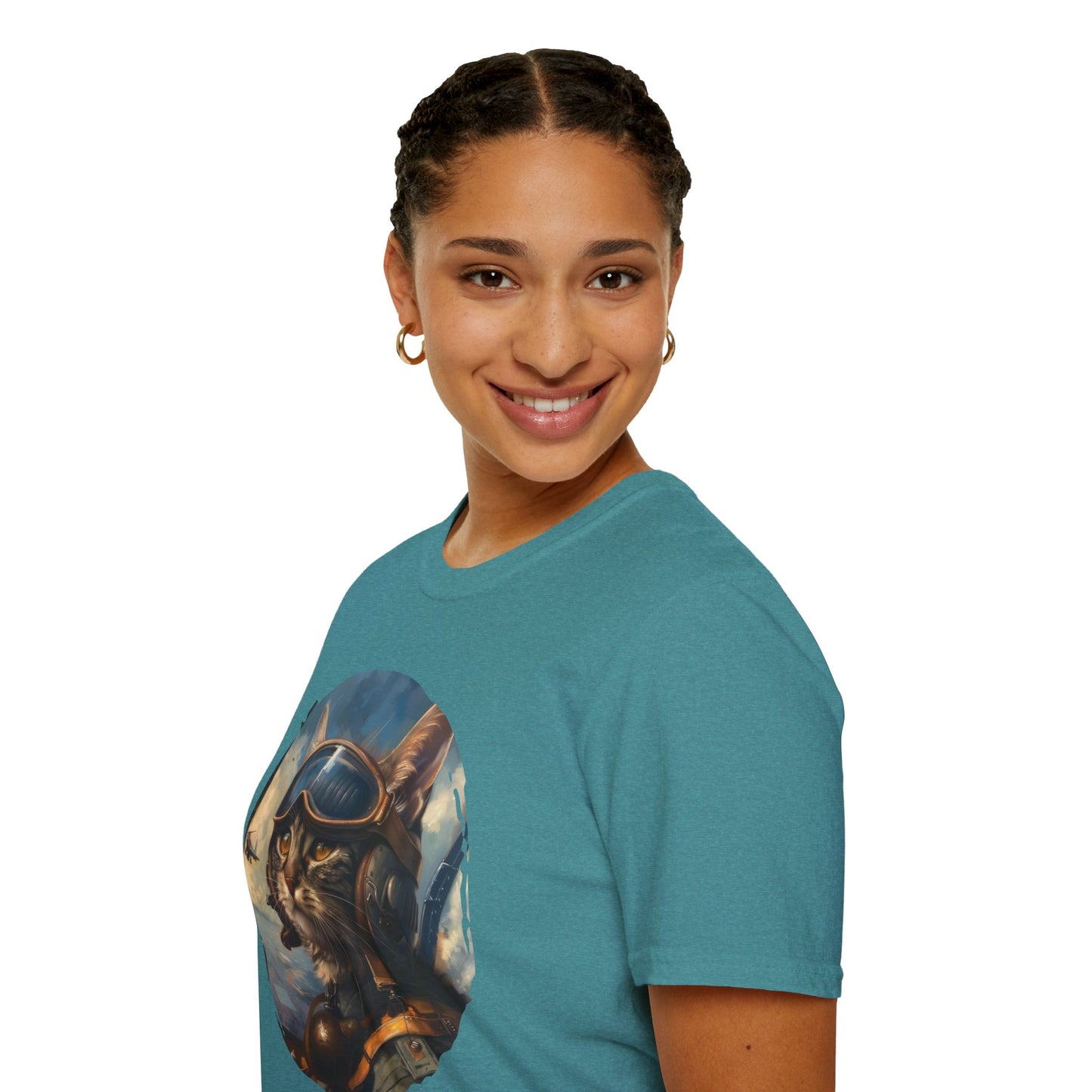 Cat Fighter Pilot - Unisex Softstyle T-Shirt