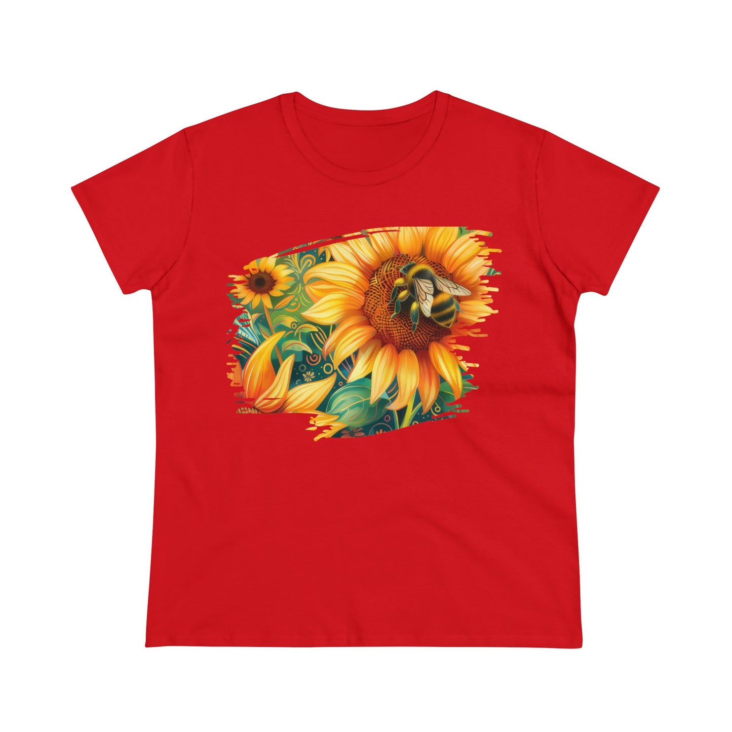 Sunflowers and Bee - Women's Midweight Cotton Tee